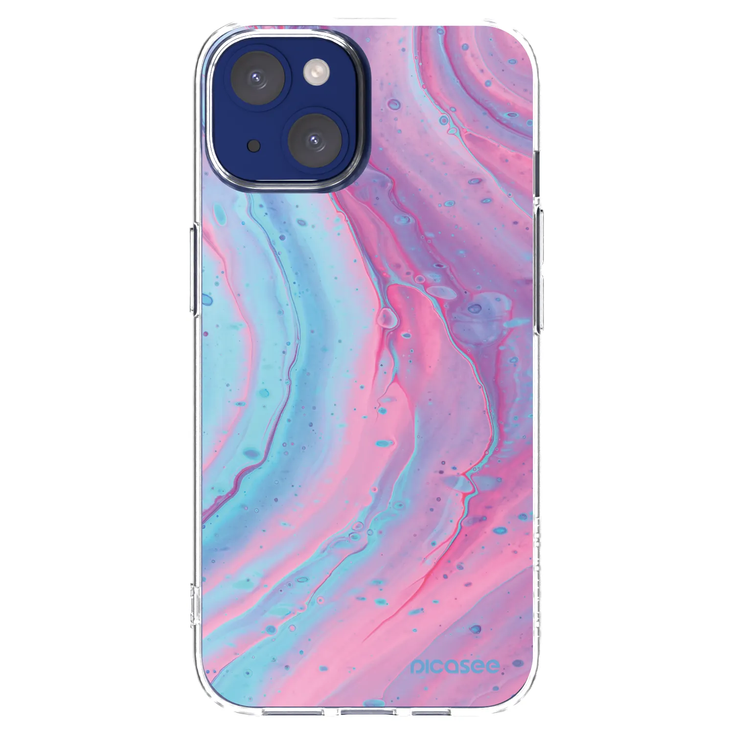 Picasee Apple iPhone 14 Hülle - Transparentes Silikon - Pink liquid