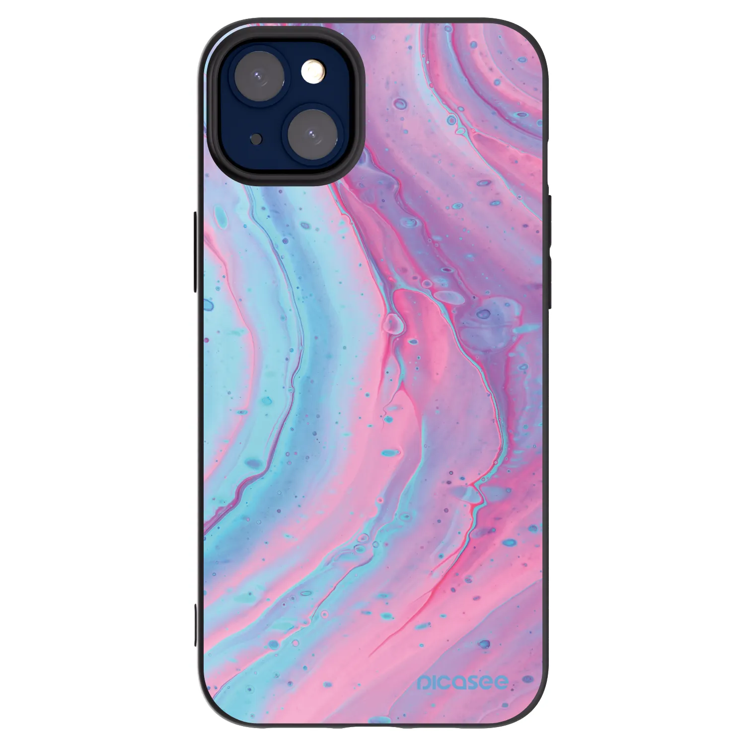 Picasee Apple iPhone 14 Plus Hülle - Schwarzes Silikon - Pink liquid