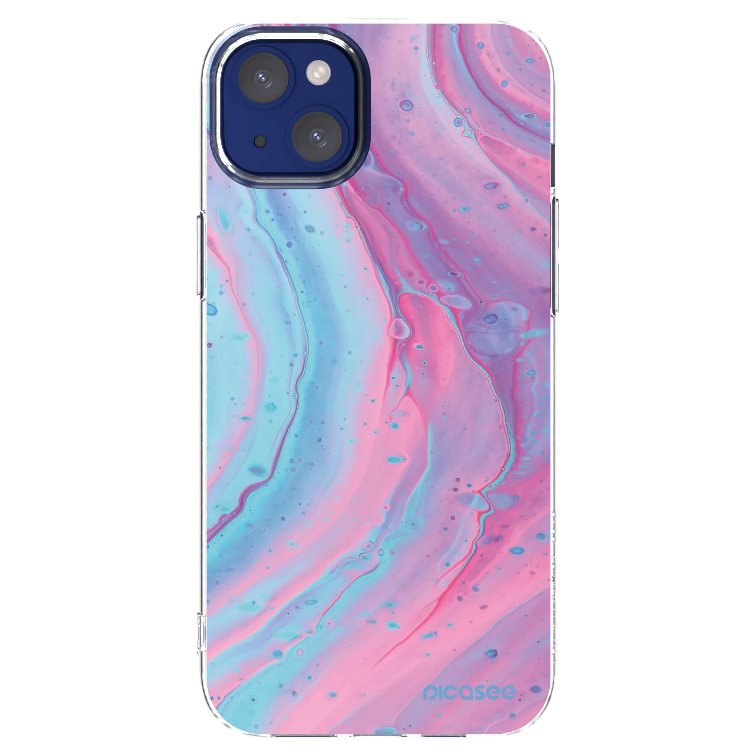 Picasee Apple iPhone 14 Plus Hülle - Transparentes Silikon - Pink liquid