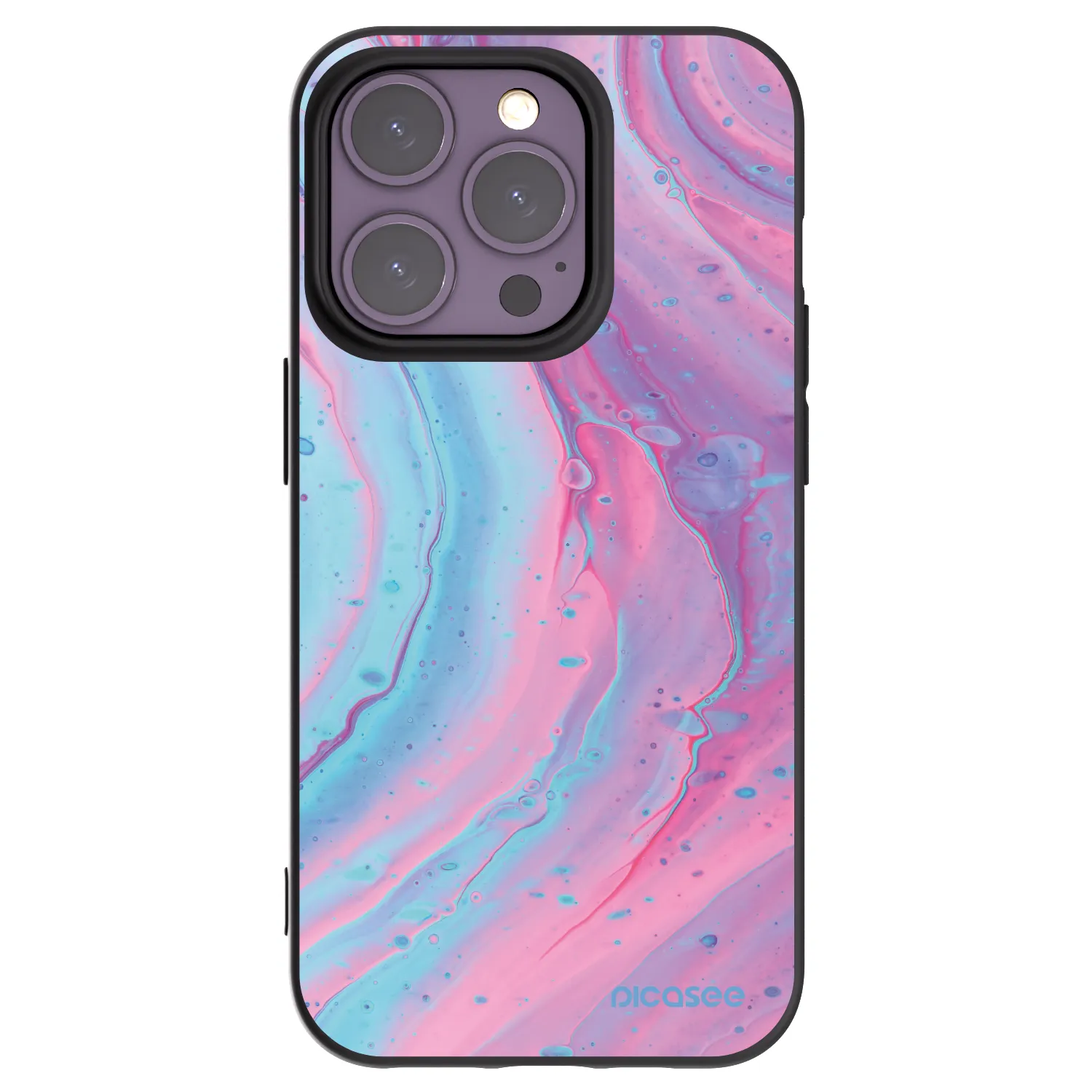 Picasee Apple iPhone 14 Pro Hülle - Schwarzes Silikon - Pink liquid
