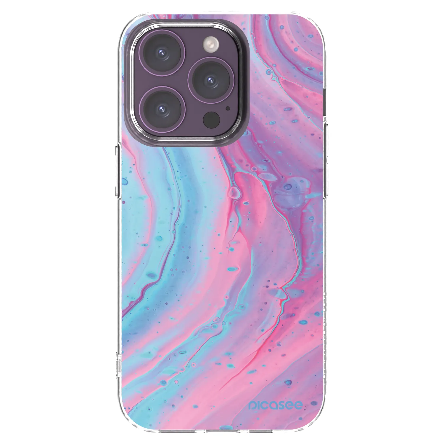 Picasee Apple iPhone 14 Pro Hülle - Transparentes Silikon - Pink liquid