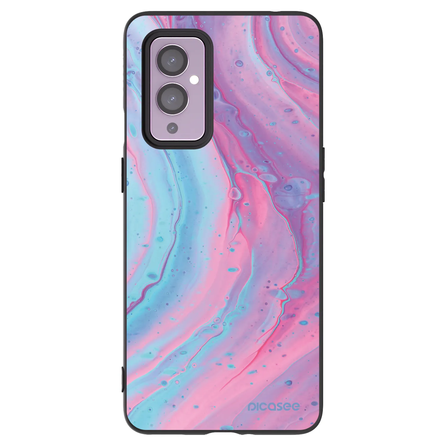Picasee OnePlus 9 Hülle - Schwarzes Silikon - Pink liquid