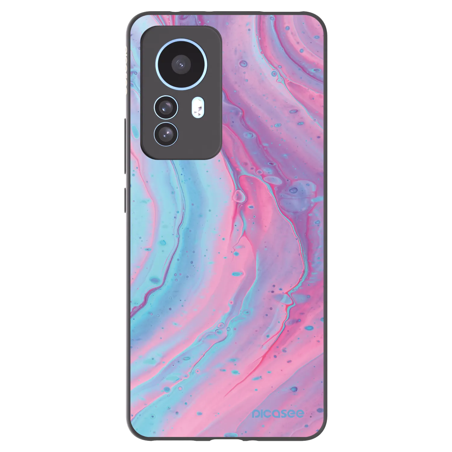 Picasee Xiaomi 12T Hülle - Schwarzes Silikon - Pink liquid