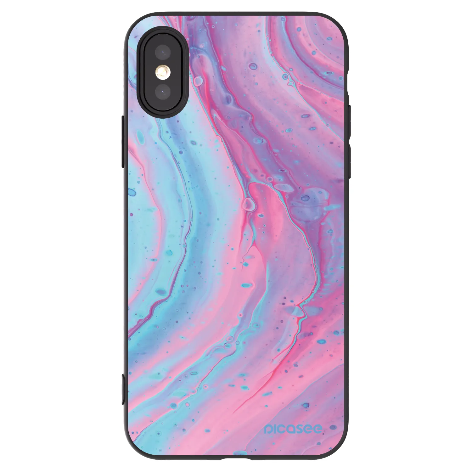Picasee Apple iPhone X/XS Hülle - Schwarzes Silikon - Pink liquid