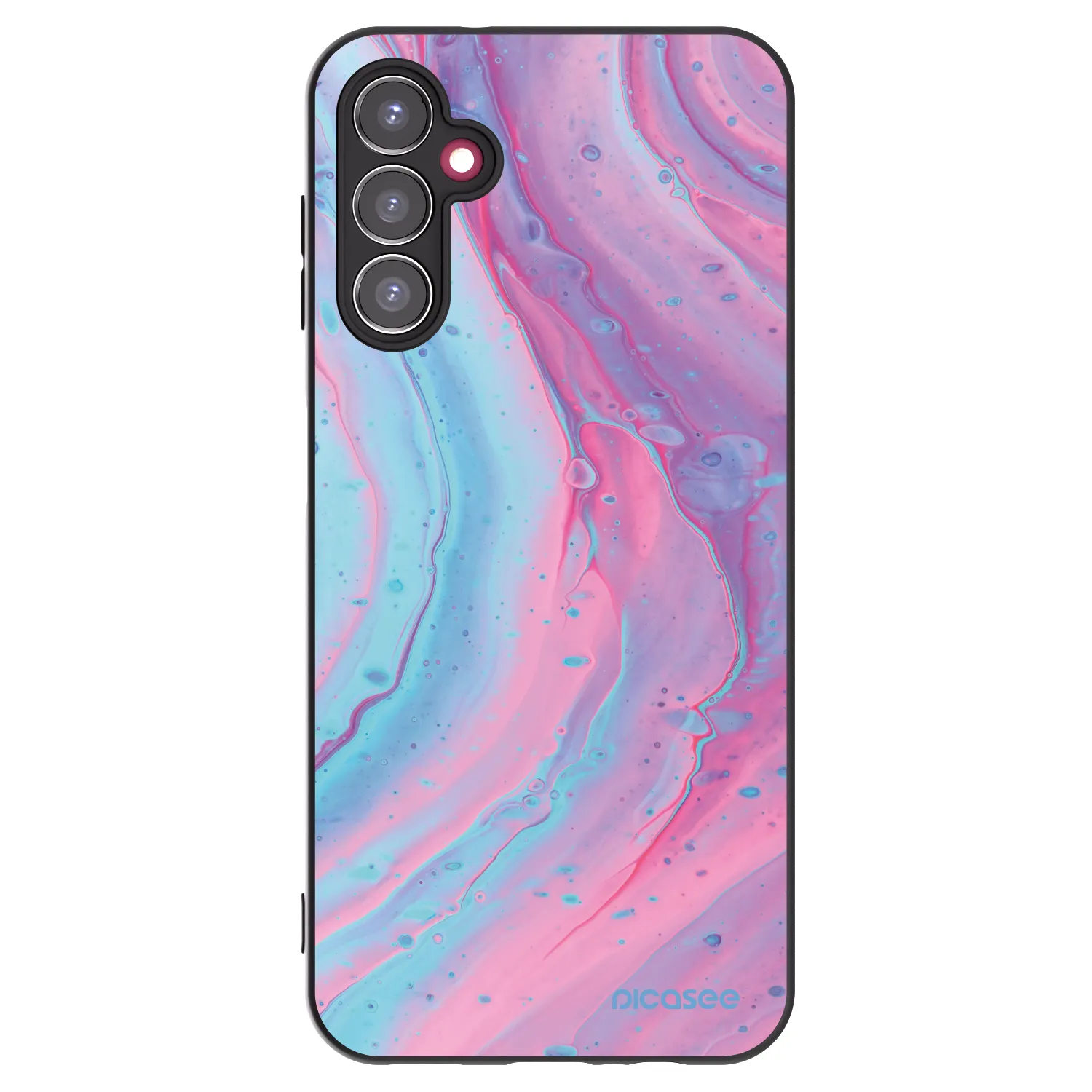 Picasee Samsung Galaxy A14 5G A146P Hülle - Schwarzes Silikon - Pink liquid