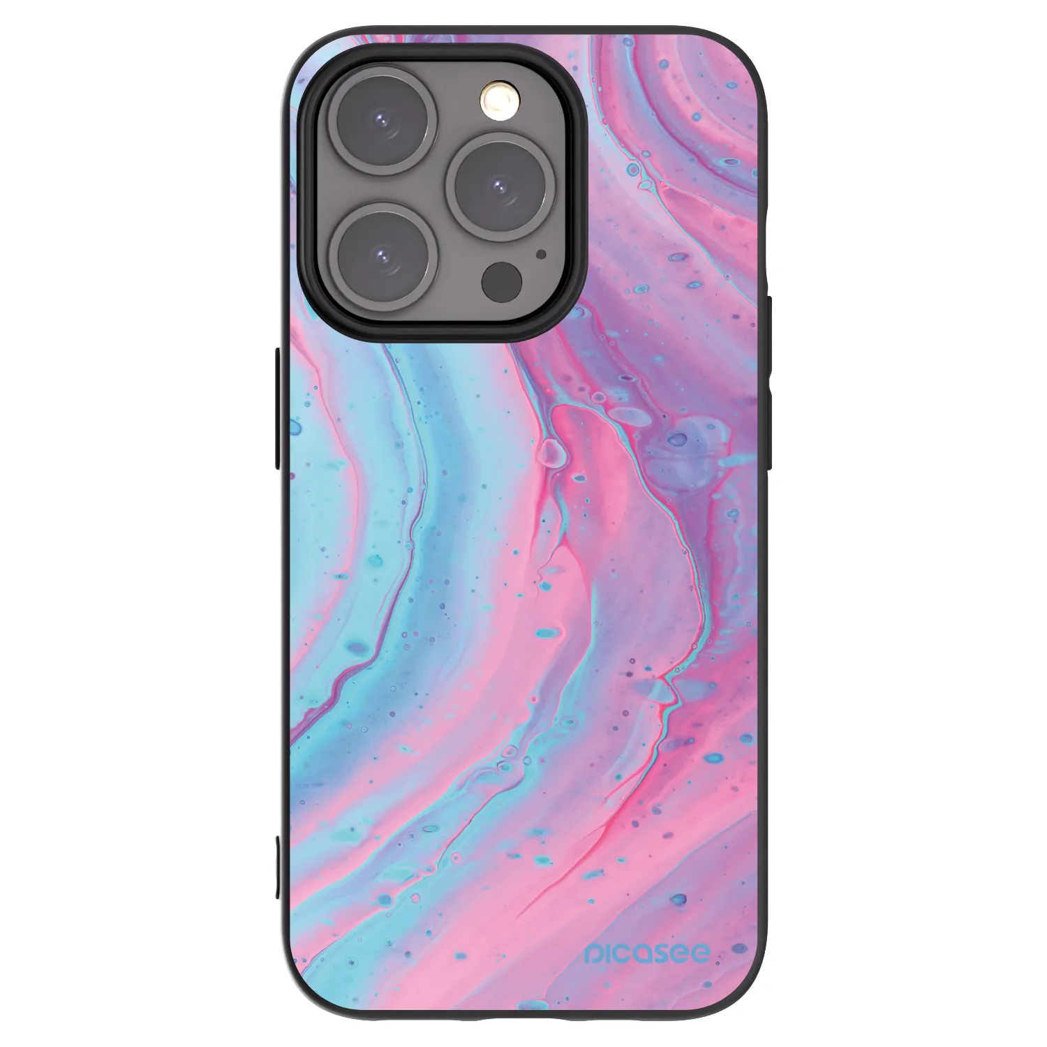 Picasee Apple iPhone 15 Pro Hülle - Schwarzes Silikon - Pink liquid