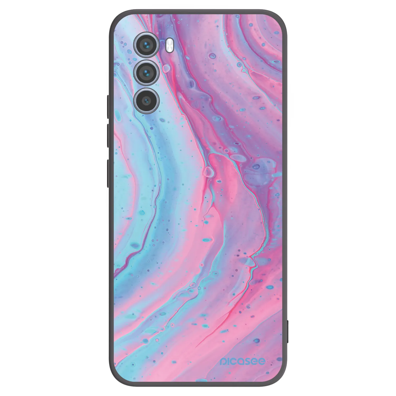 Picasee Motorola Moto G62 Hülle - Schwarzes Silikon - Pink liquid