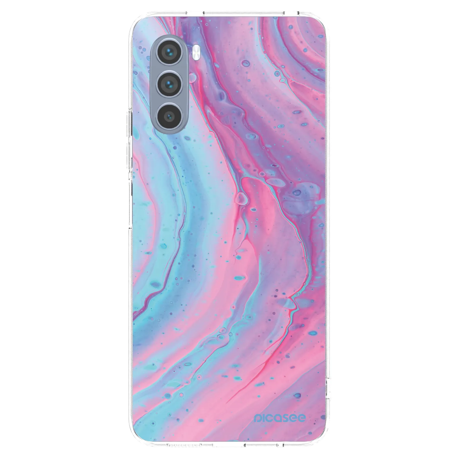Picasee Motorola Moto G62 Hülle - Transparentes Silikon - Pink liquid