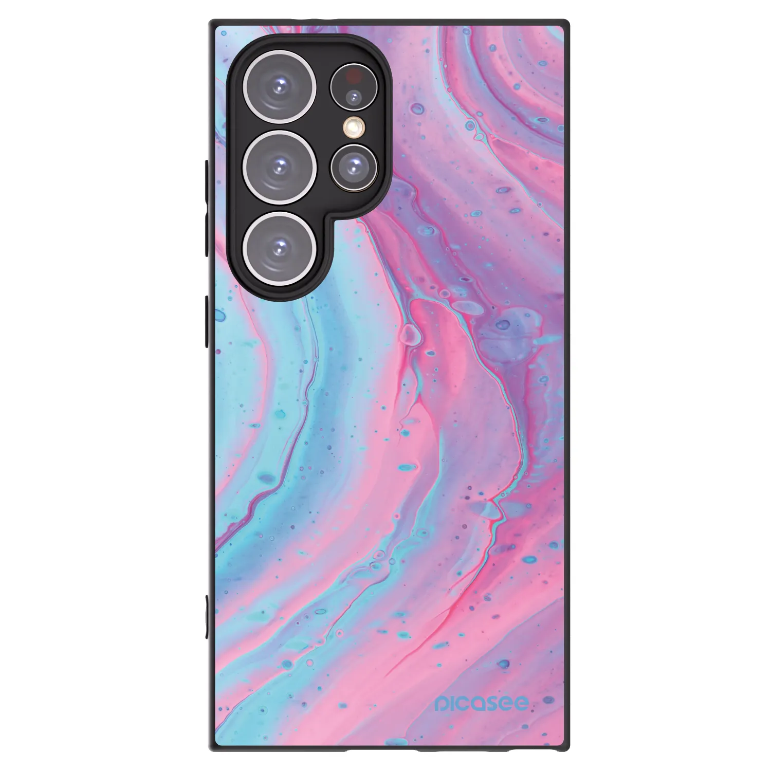 Picasee Samsung Galaxy S24 Ultra S928B 5G Hülle - Schwarzes Silikon - Pink liquid