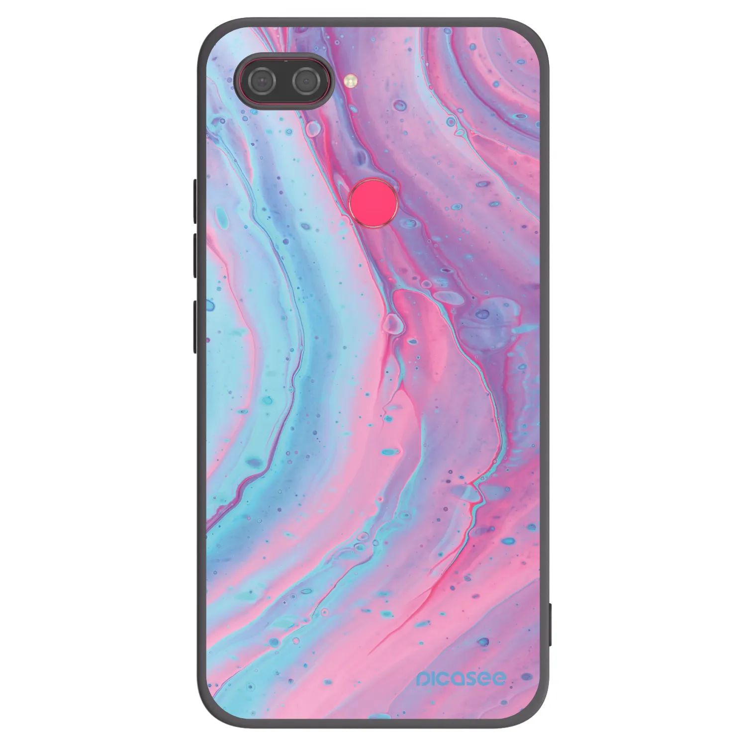 Picasee Xiaomi Mi 8 Lite Hülle - Schwarzes Silikon - Pink liquid