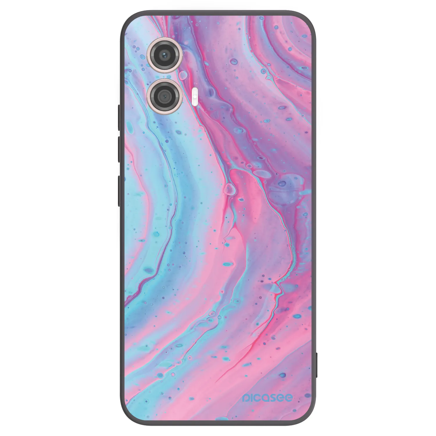 Picasee Motorola Moto G53 5G Hülle - Schwarzes Silikon - Pink liquid