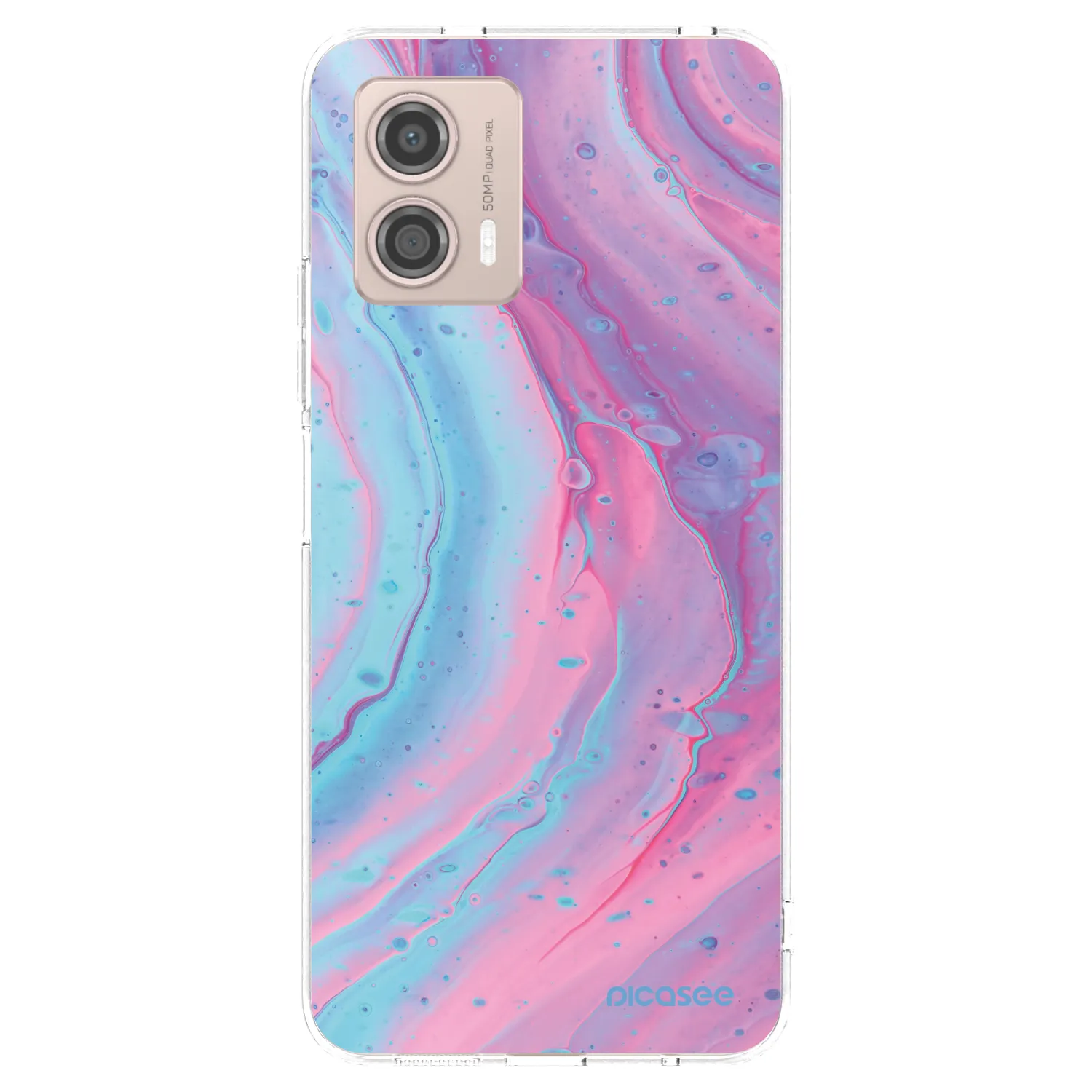 Picasee Motorola Moto G53 5G Hülle - Transparentes Silikon - Pink liquid
