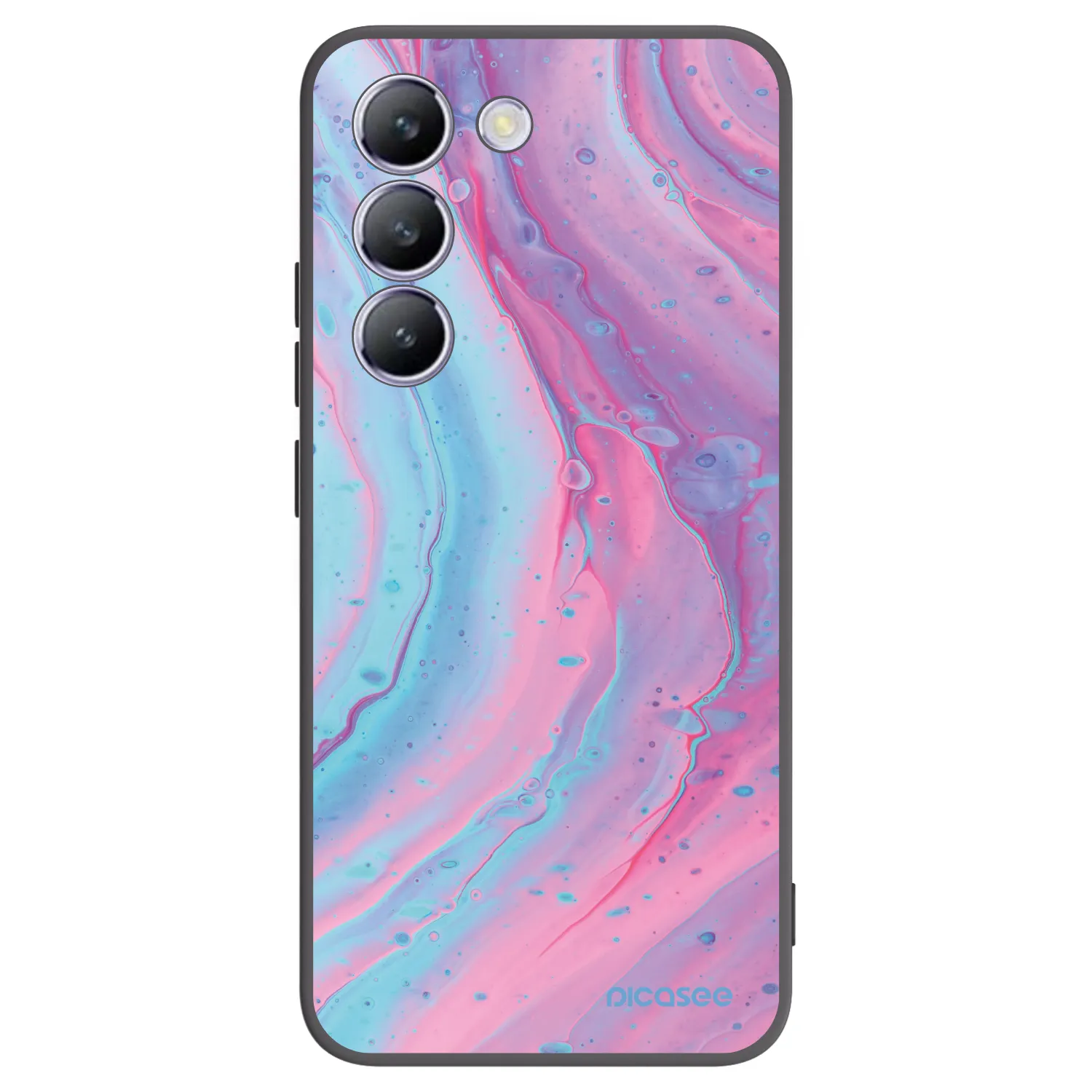 Picasee Vivo V40 SE 5G Hülle - Schwarzes Silikon - Pink liquid
