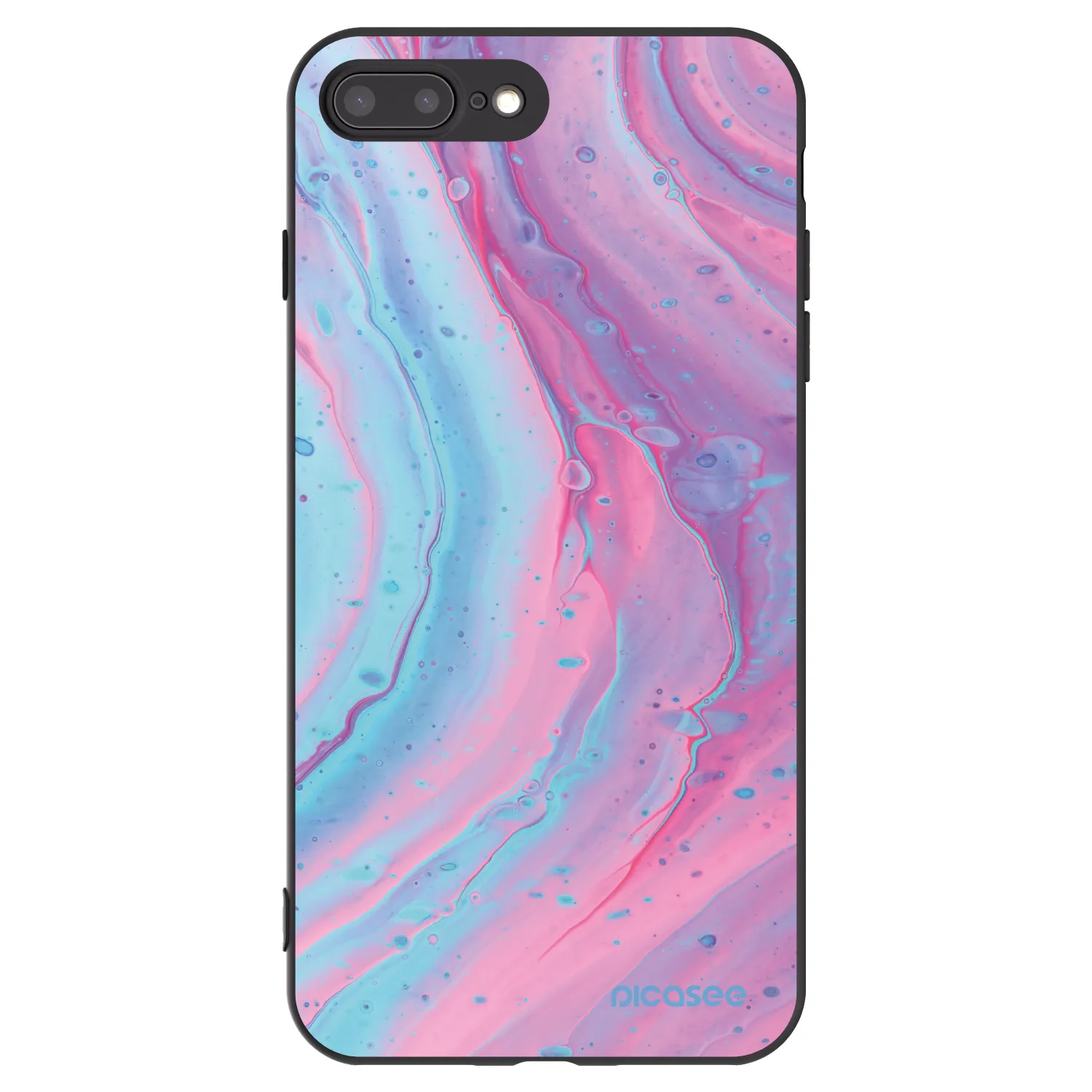 Picasee Apple iPhone 8 Plus Hülle - Schwarzes Silikon - Pink liquid