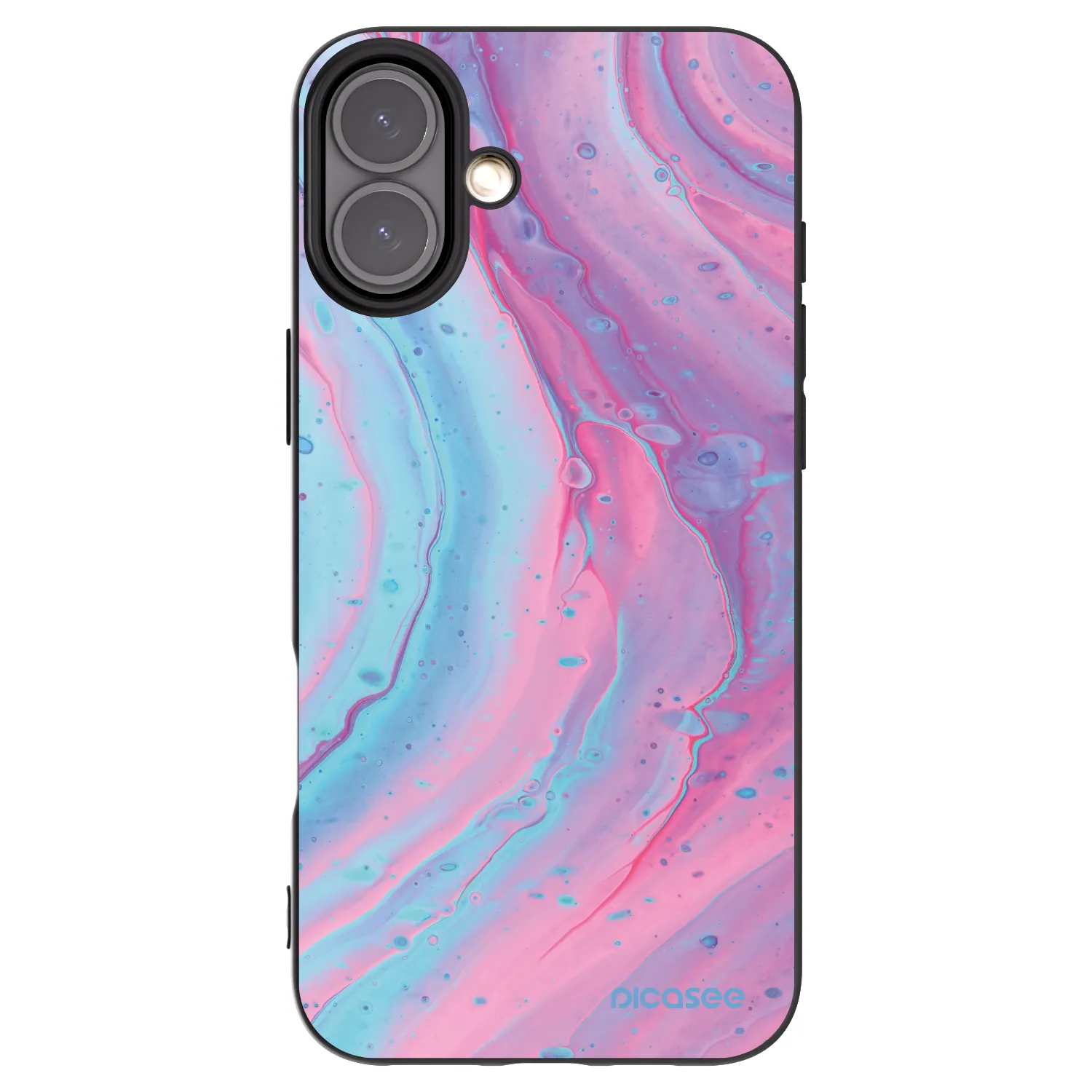 Picasee Apple iPhone 16 Plus Hülle - Schwarzes Silikon - Pink liquid