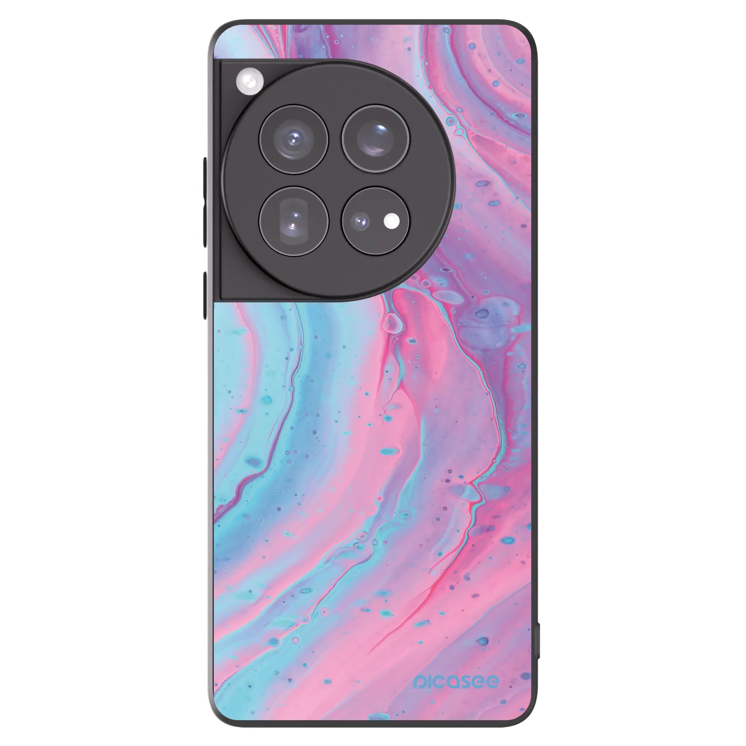 Picasee OnePlus 12 5G Hülle - Schwarzes Silikon - Pink liquid