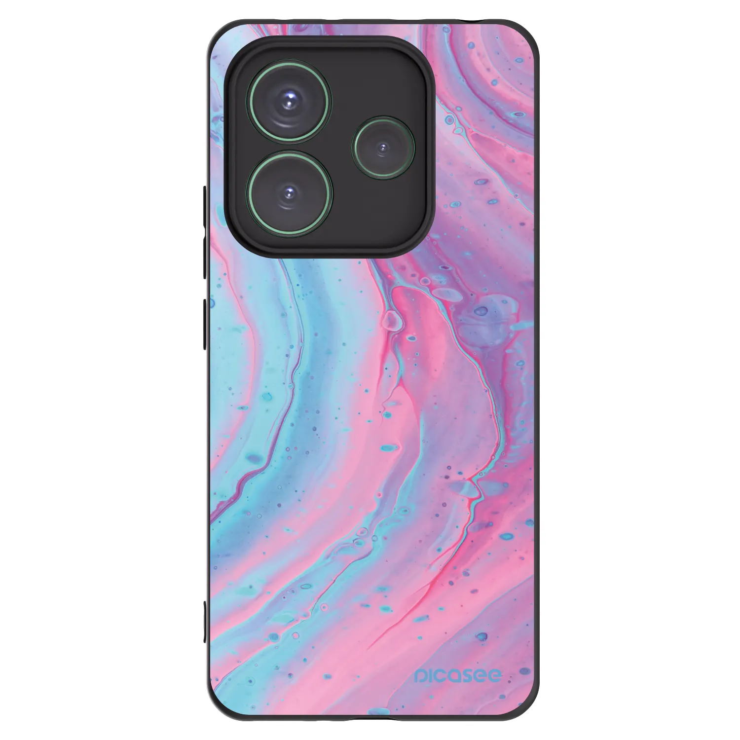 Picasee Xiaomi Redmi Note 14 5G Hülle - Schwarzes Silikon - Pink liquid