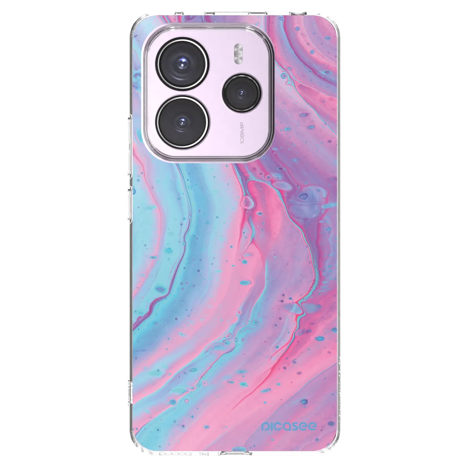 Picasee Xiaomi Redmi Note 14 5G Hülle - Transparentes Silikon - Pink liquid