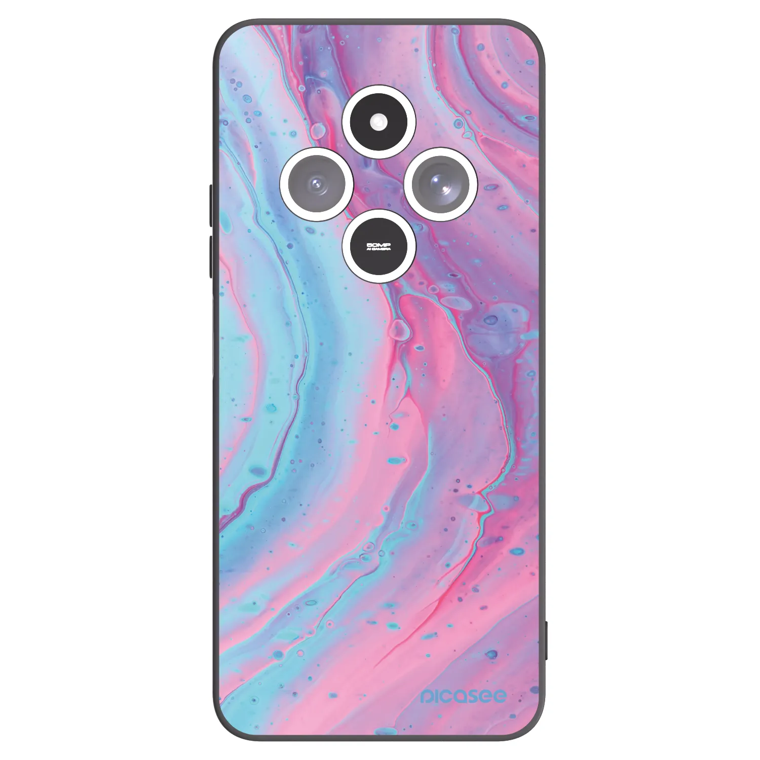 Picasee Xiaomi Redmi 14C Hülle - Schwarzes Silikon - Pink liquid