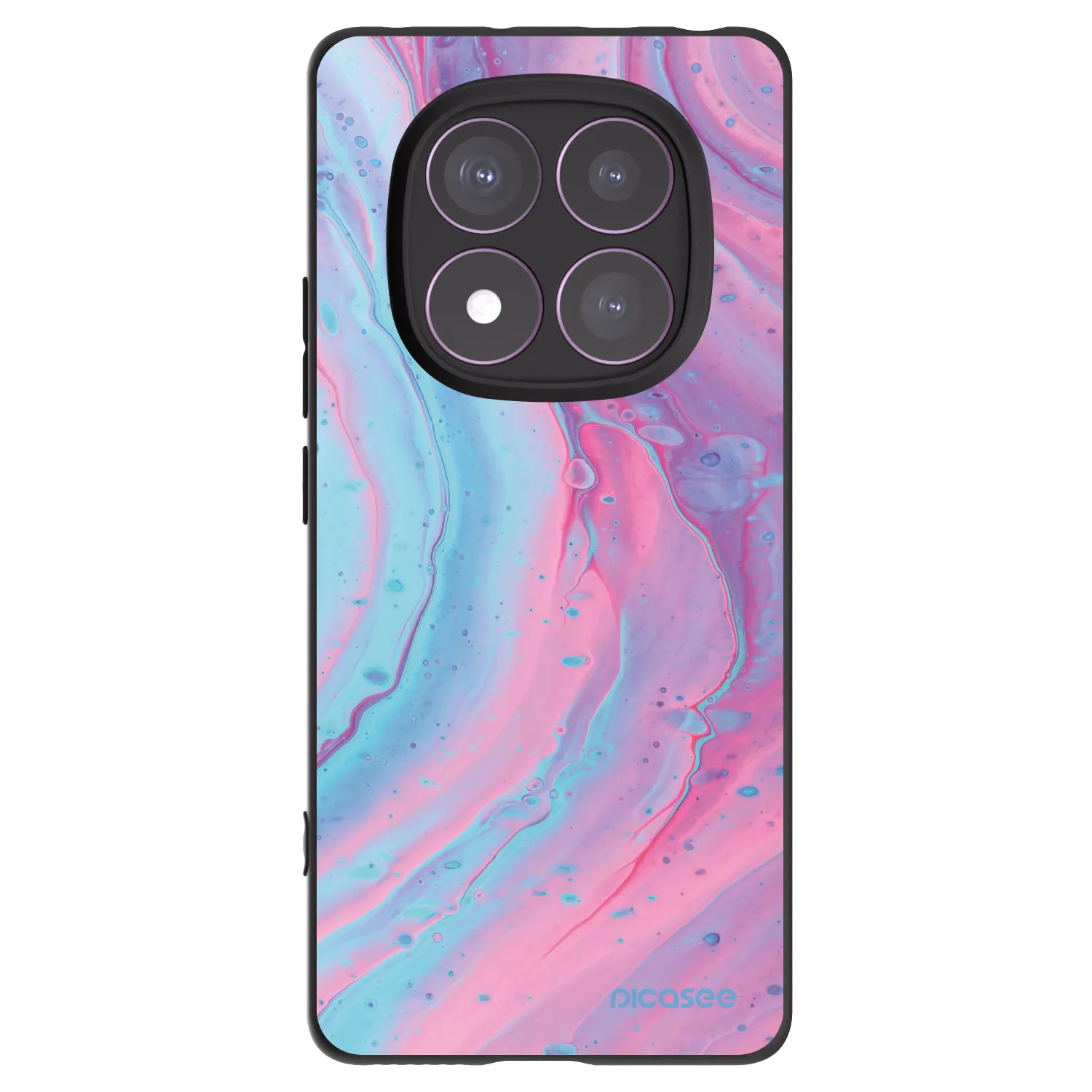 Picasee Xiaomi Redmi Note 14 Pro 4G Hülle - Schwarzes Silikon - Pink liquid