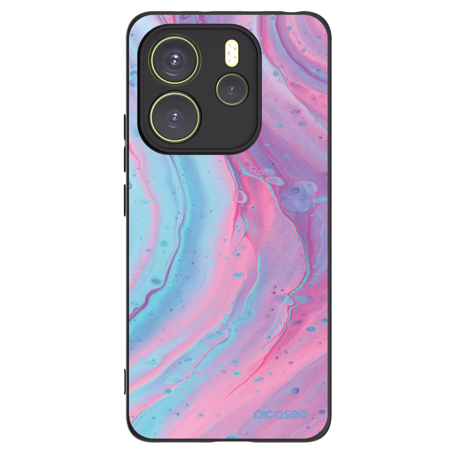 Picasee Xiaomi Redmi Note 14 4G Hülle - Schwarzes Silikon - Pink liquid