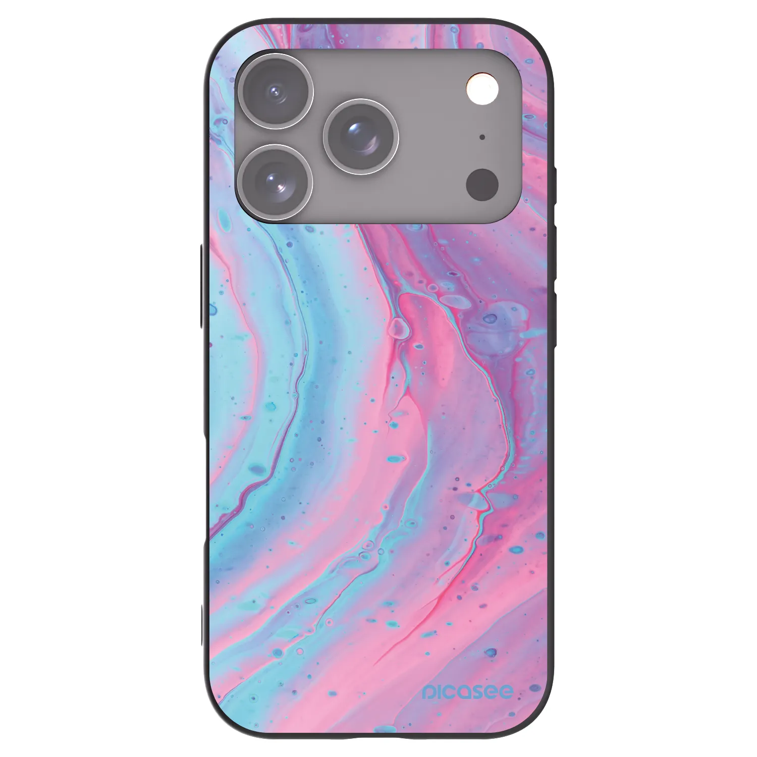 Picasee Apple iPhone 17 Pro Hülle - Schwarzes Silikon - Pink liquid
