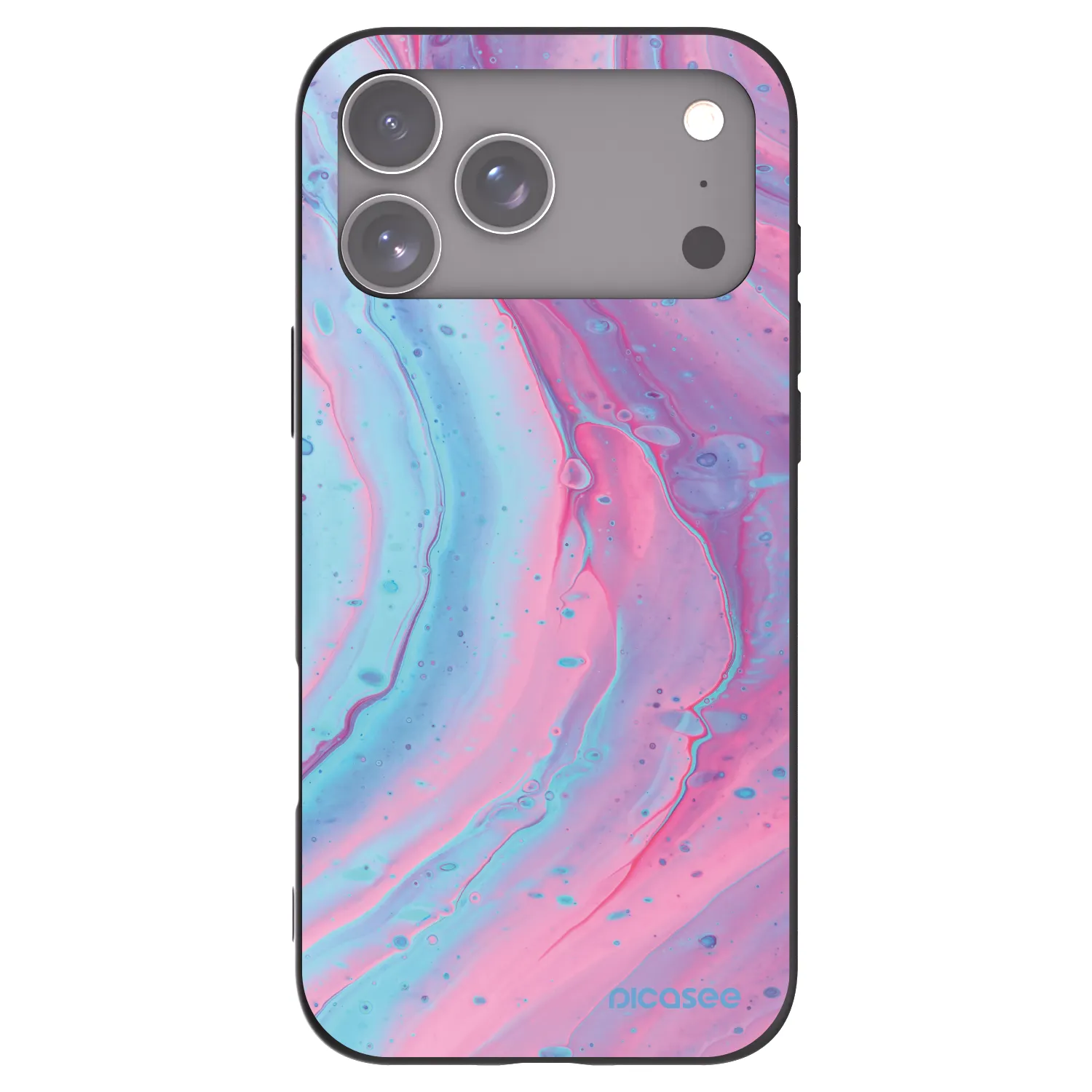 Picasee Apple iPhone 17 Pro Max Hülle - Schwarzes Silikon - Pink liquid