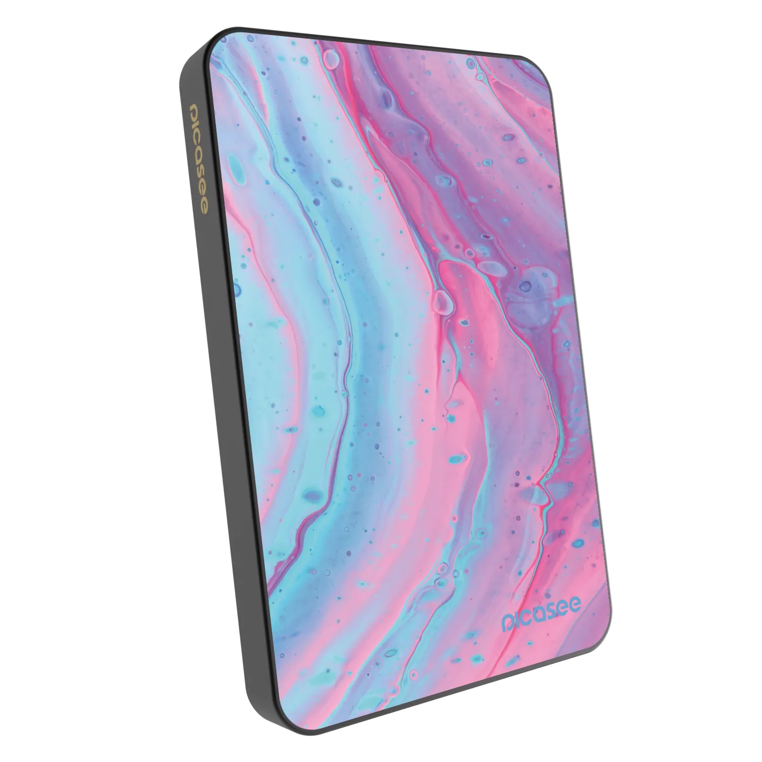 Picasee Powerbank mit MagSafe 5 000 mAh Grau - Pink liquid