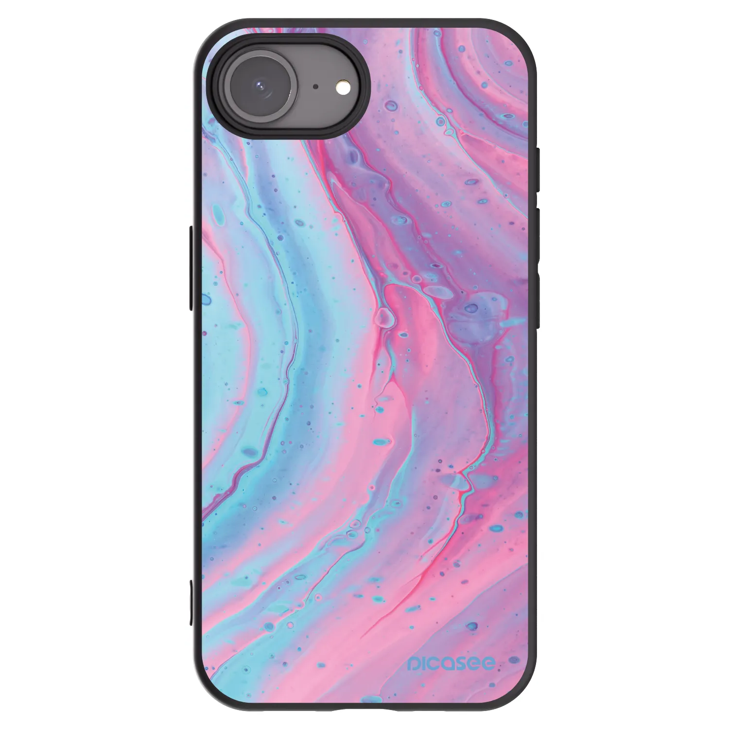 Picasee Apple iPhone 17e Hülle - Schwarzes Silikon - Pink liquid