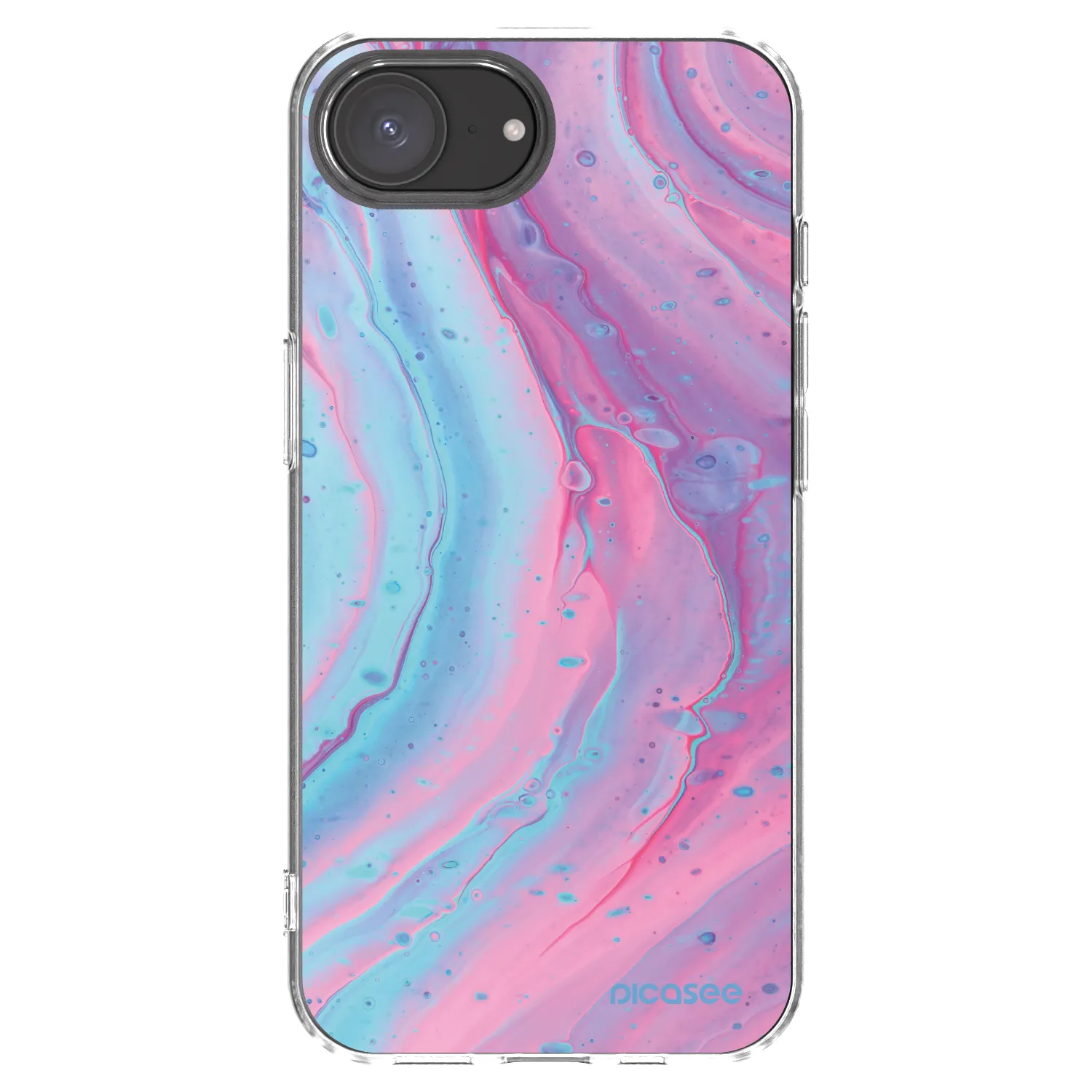 Picasee Apple iPhone 17e Hülle - Transparentes Silikon - Pink liquid