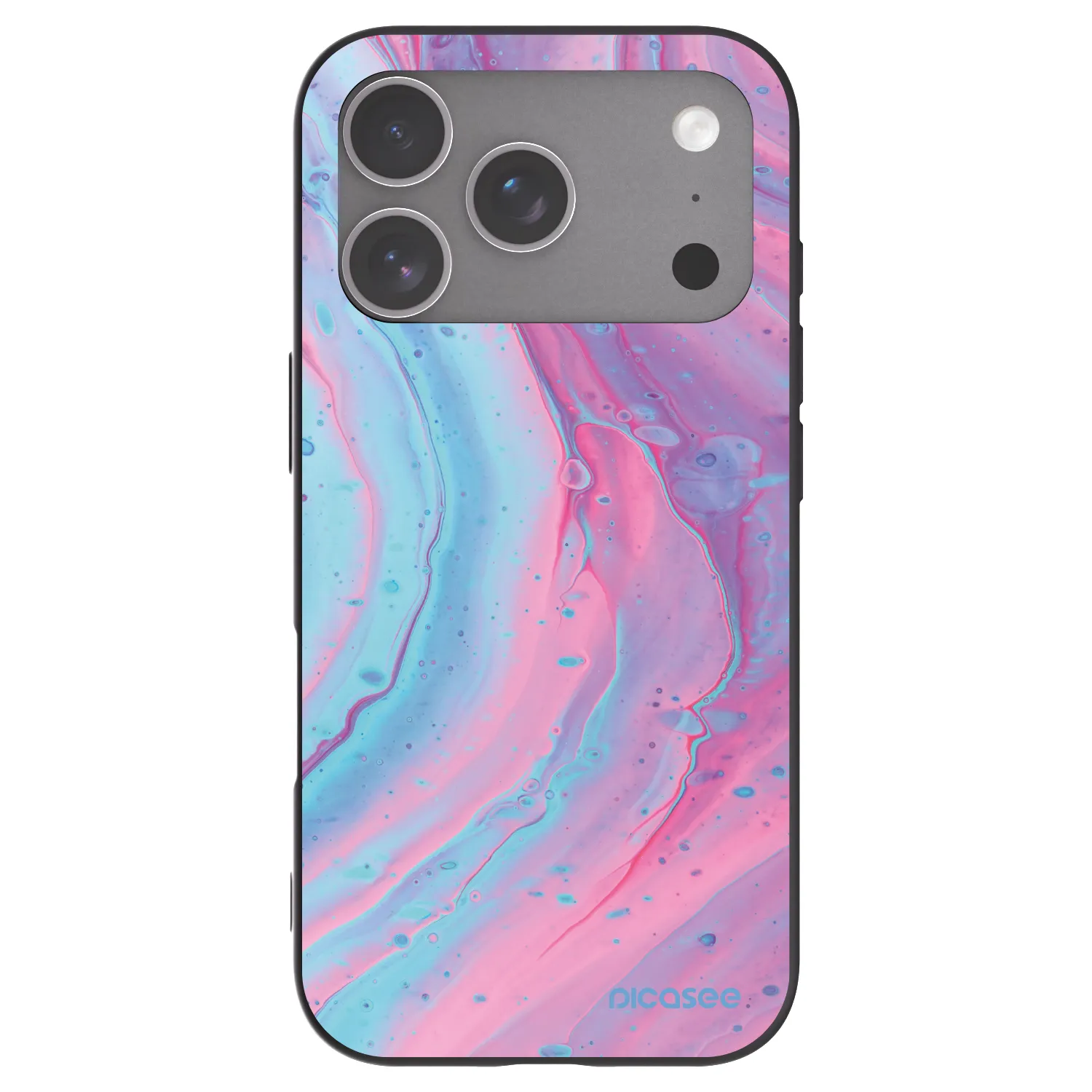 Picasee Apple iPhone 18 Pro Hülle - Schwarzes Silikon - Pink liquid