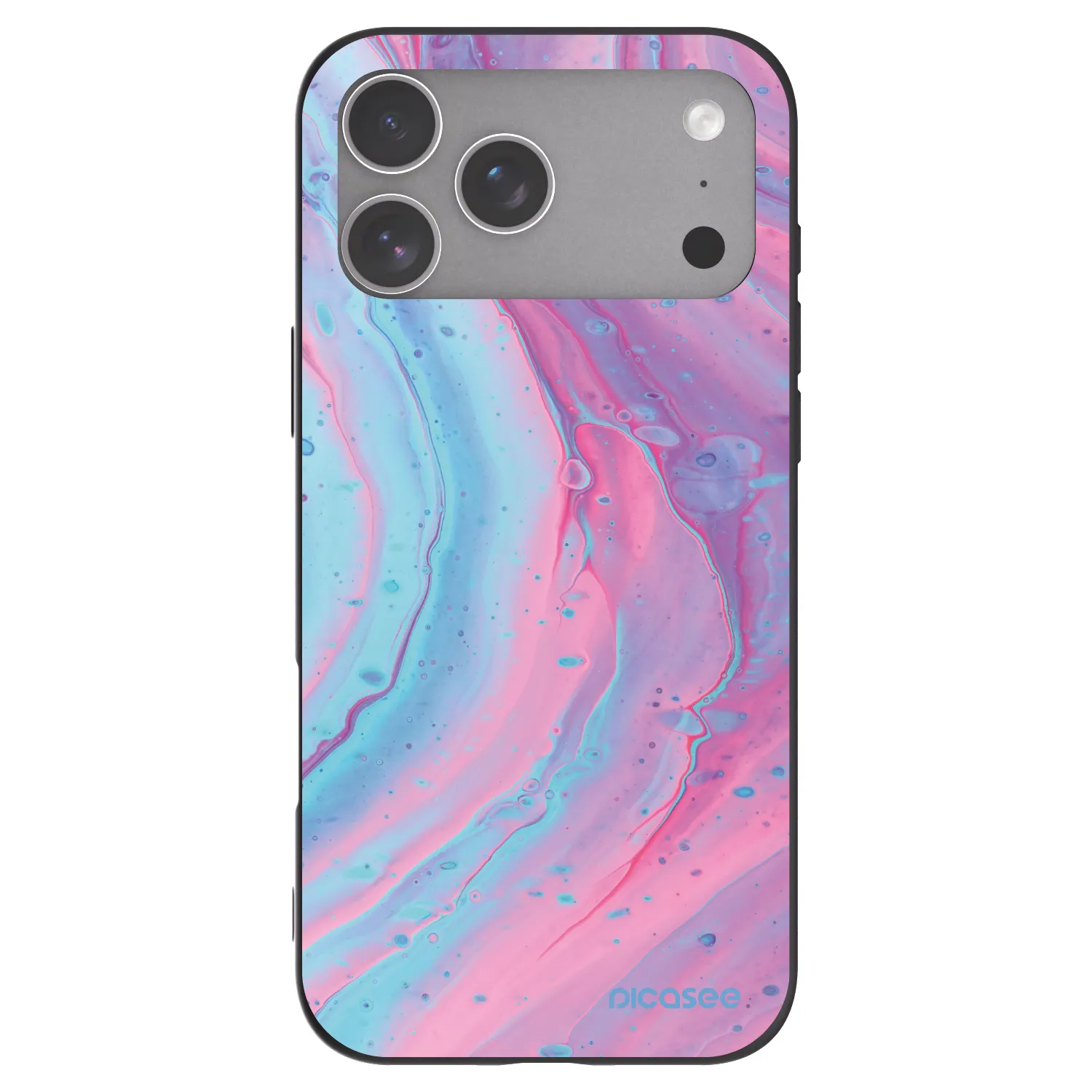 Picasee Apple iPhone 18 Pro Max Hülle - Schwarzes Silikon - Pink liquid