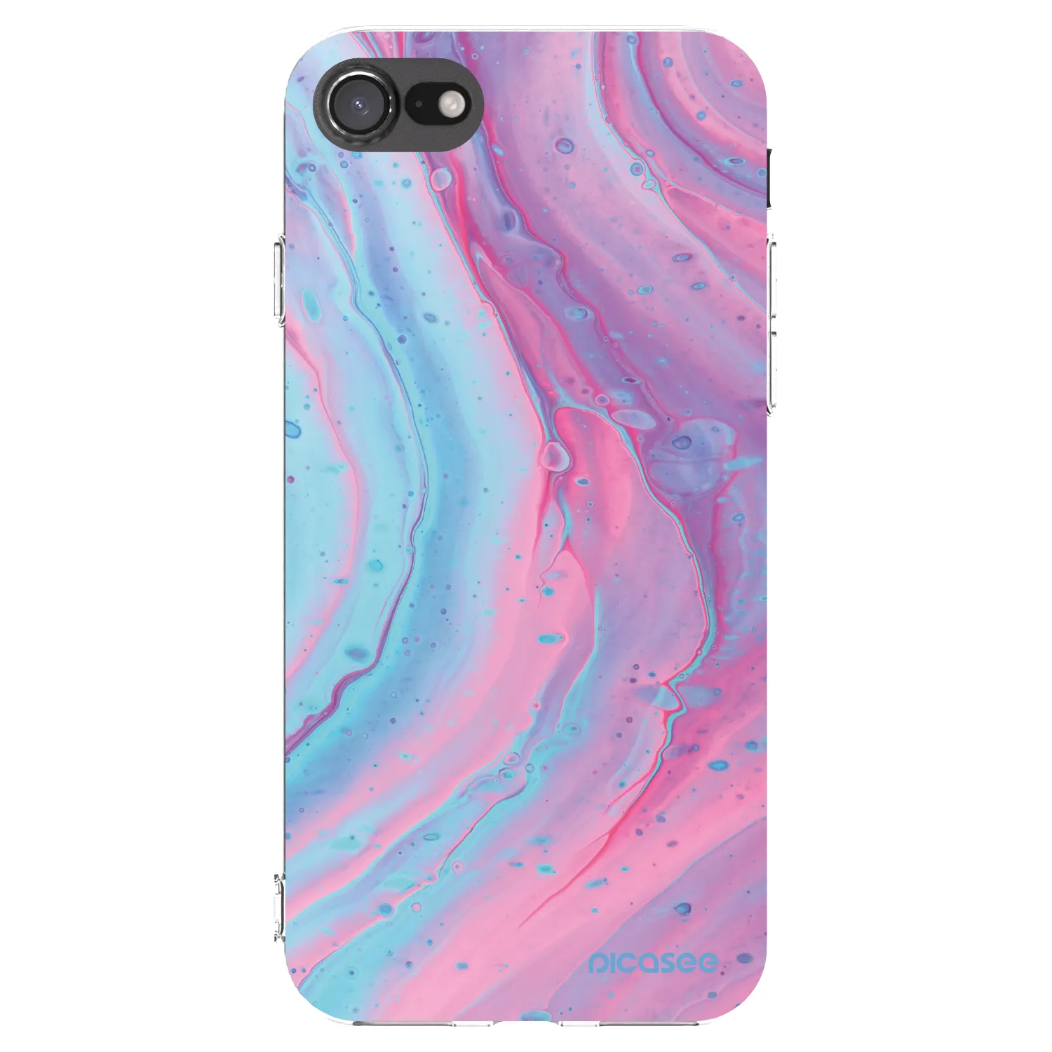 Picasee Apple iPhone 8 Hülle - Transparentes Silikon - Pink liquid