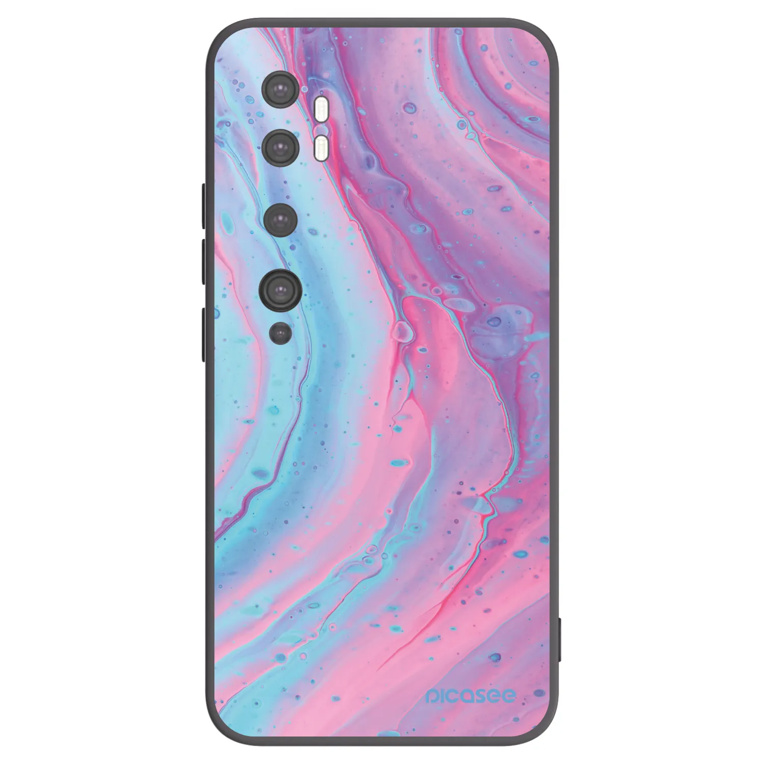 Picasee Xiaomi Mi Note 10 (Pro) Hülle - Schwarzes Silikon - Pink liquid
