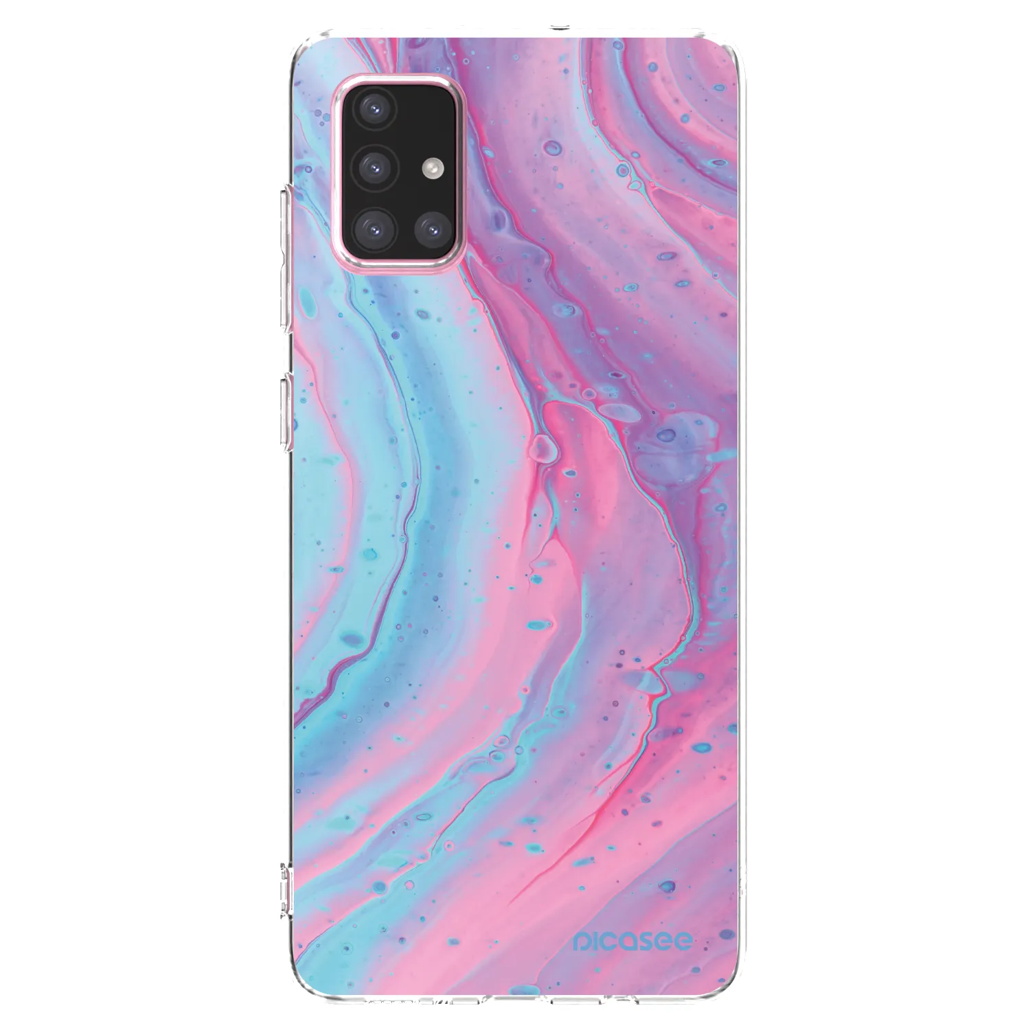 Picasee Samsung Galaxy A71 A715F Hülle - Transparentes Silikon - Pink liquid