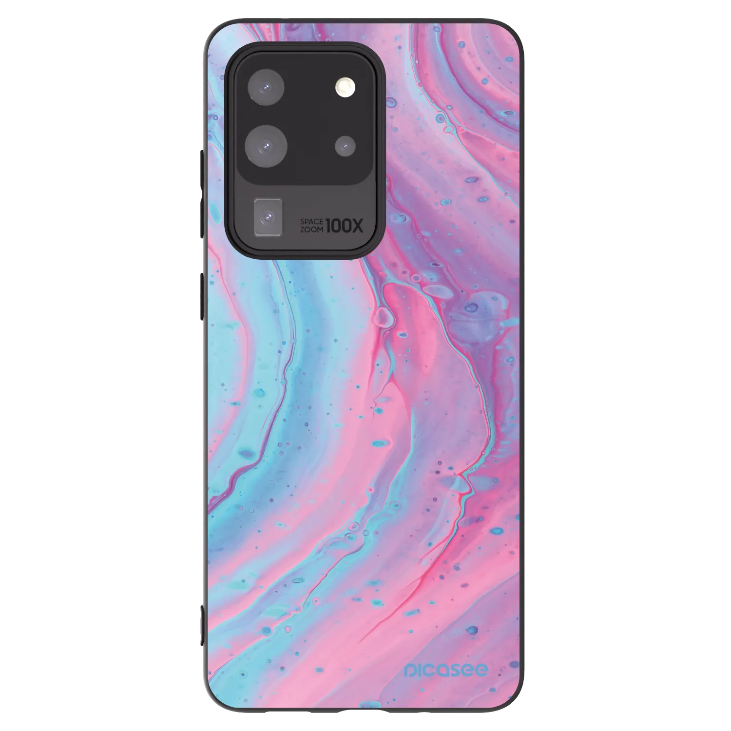Picasee Samsung Galaxy S20 Ultra 5G G988F Hülle - Schwarzes Silikon - Pink liquid