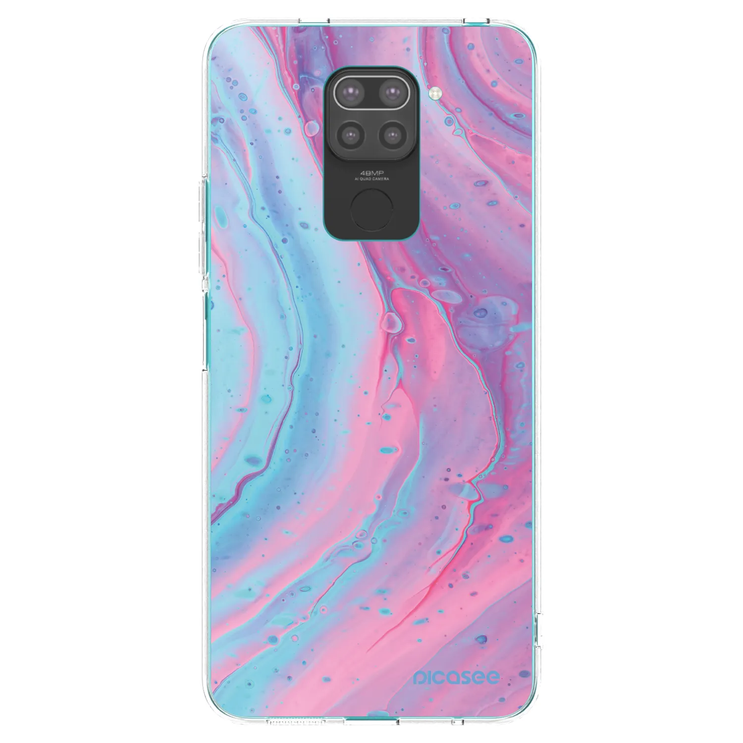 Picasee Xiaomi Redmi Note 9 Hülle - Schwarzes Silikon - Pink liquid