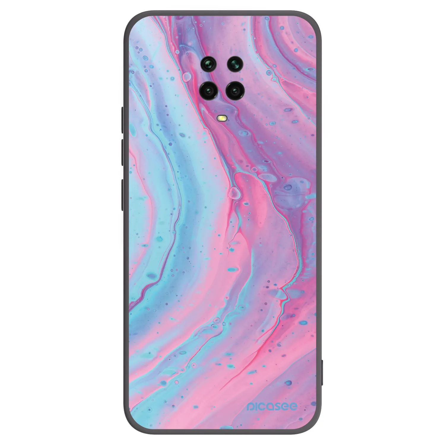 Picasee Xiaomi Redmi Note 9S Hülle - Schwarzes Silikon - Pink liquid