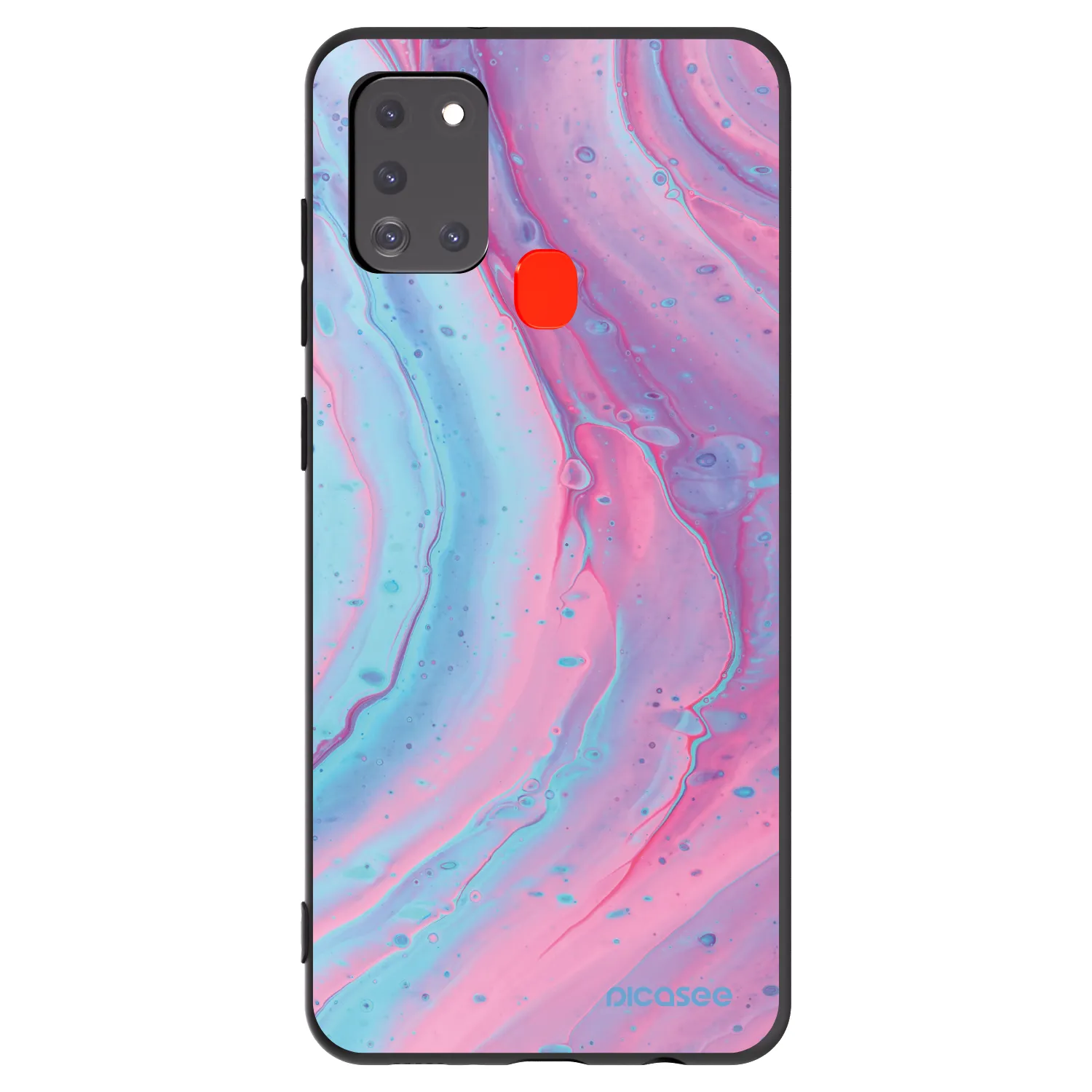 Picasee Samsung Galaxy A21s Hülle - Schwarzes Silikon - Pink liquid