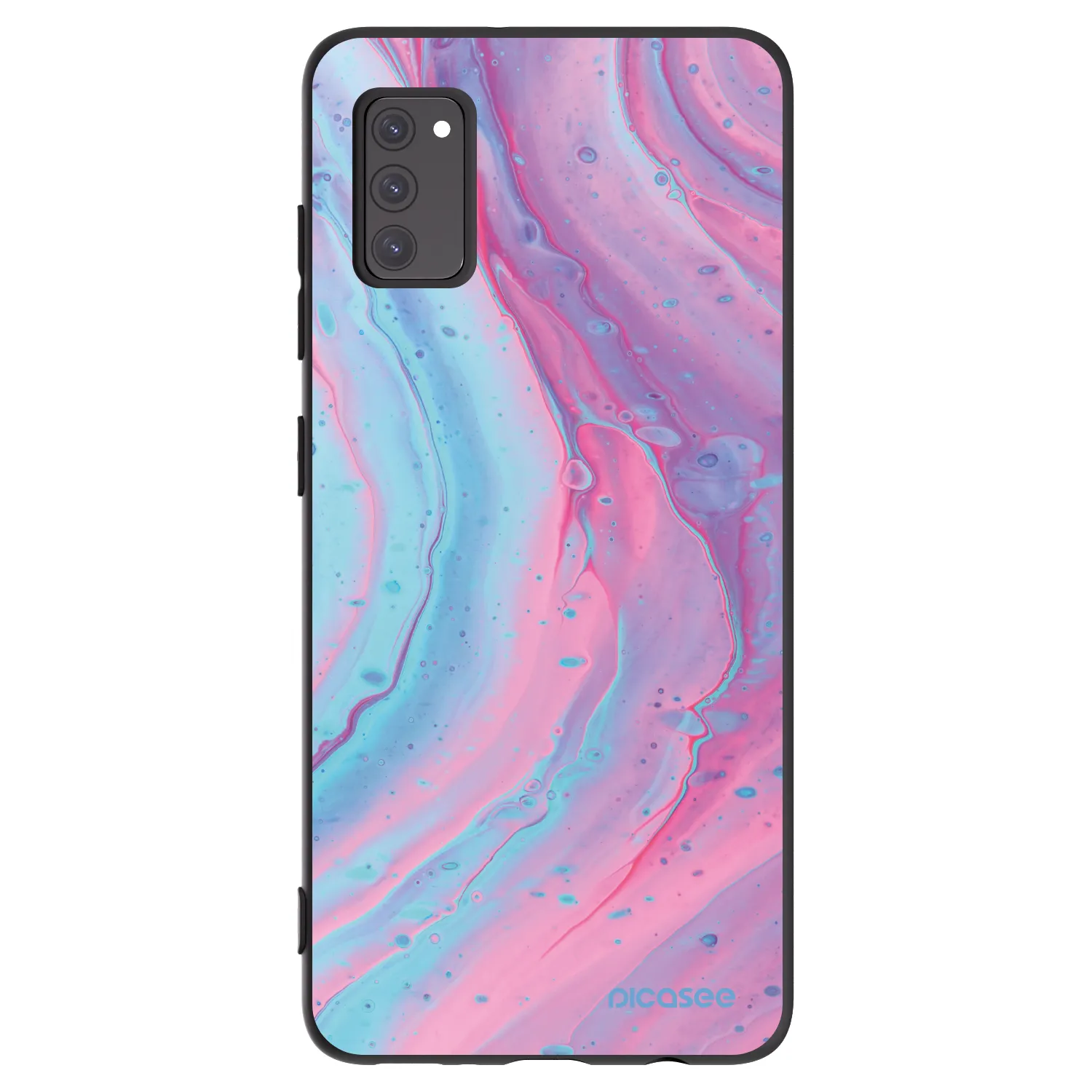Picasee Samsung Galaxy A41 A415F Hülle - Schwarzes Silikon - Pink liquid