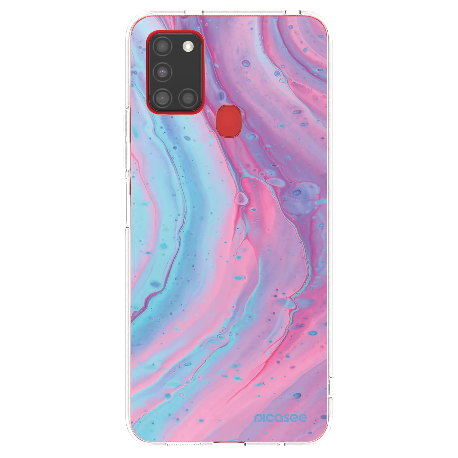 Picasee Samsung Galaxy A21s Hülle - Transparentes Silikon - Pink liquid