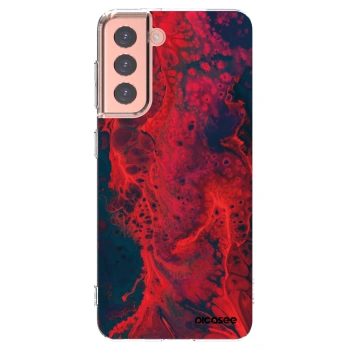 Picasee Samsung Galaxy S21 5G G991B Hülle - Transparentes Silikon - Organic red