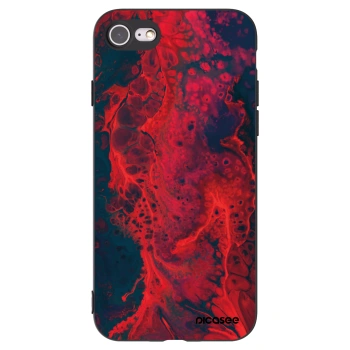 Picasee Apple iPhone 8 Hülle - Schwarzes Silikon - Organic red