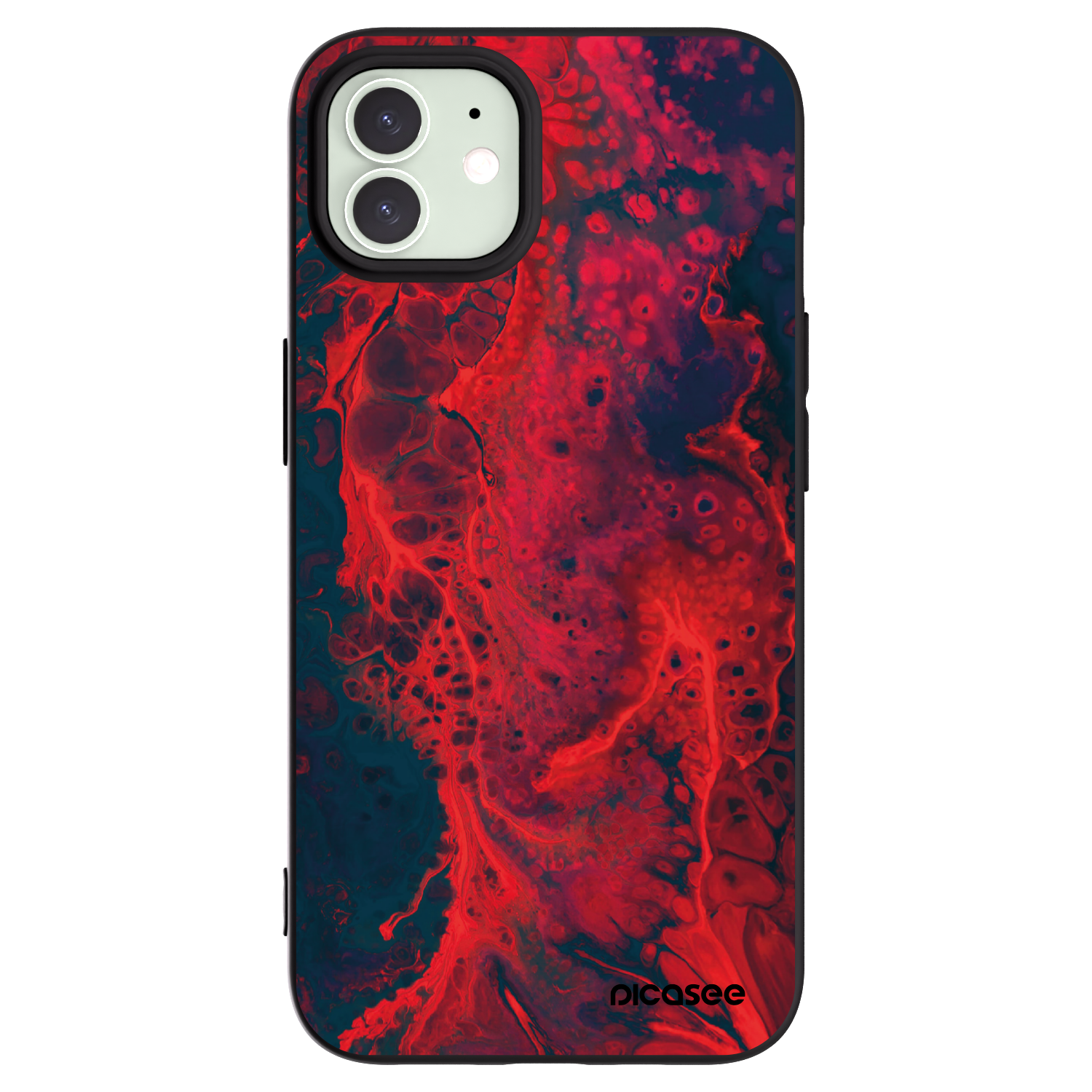 Picasee Apple iPhone 12 Hülle - Schwarzes Silikon - Organic red