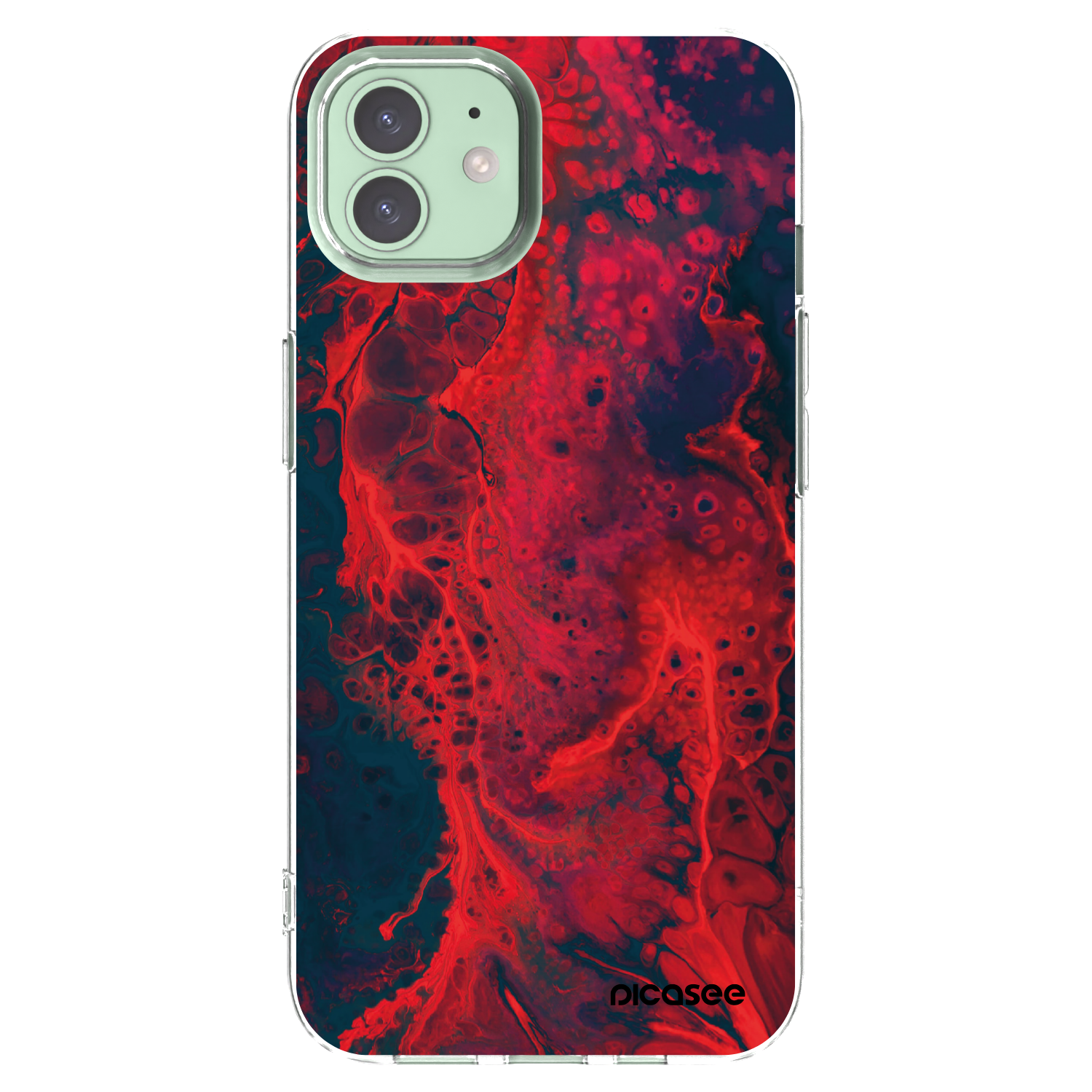 Picasee Apple iPhone 12 Hülle - Transparentes Silikon - Organic red
