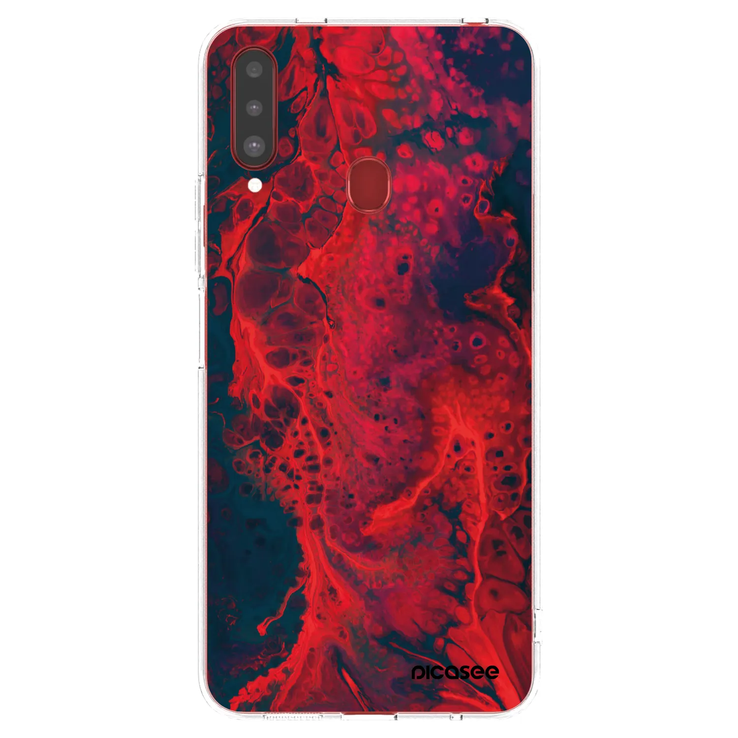 Picasee Samsung Galaxy A20s Hülle - Transparentes Silikon - Organic red
