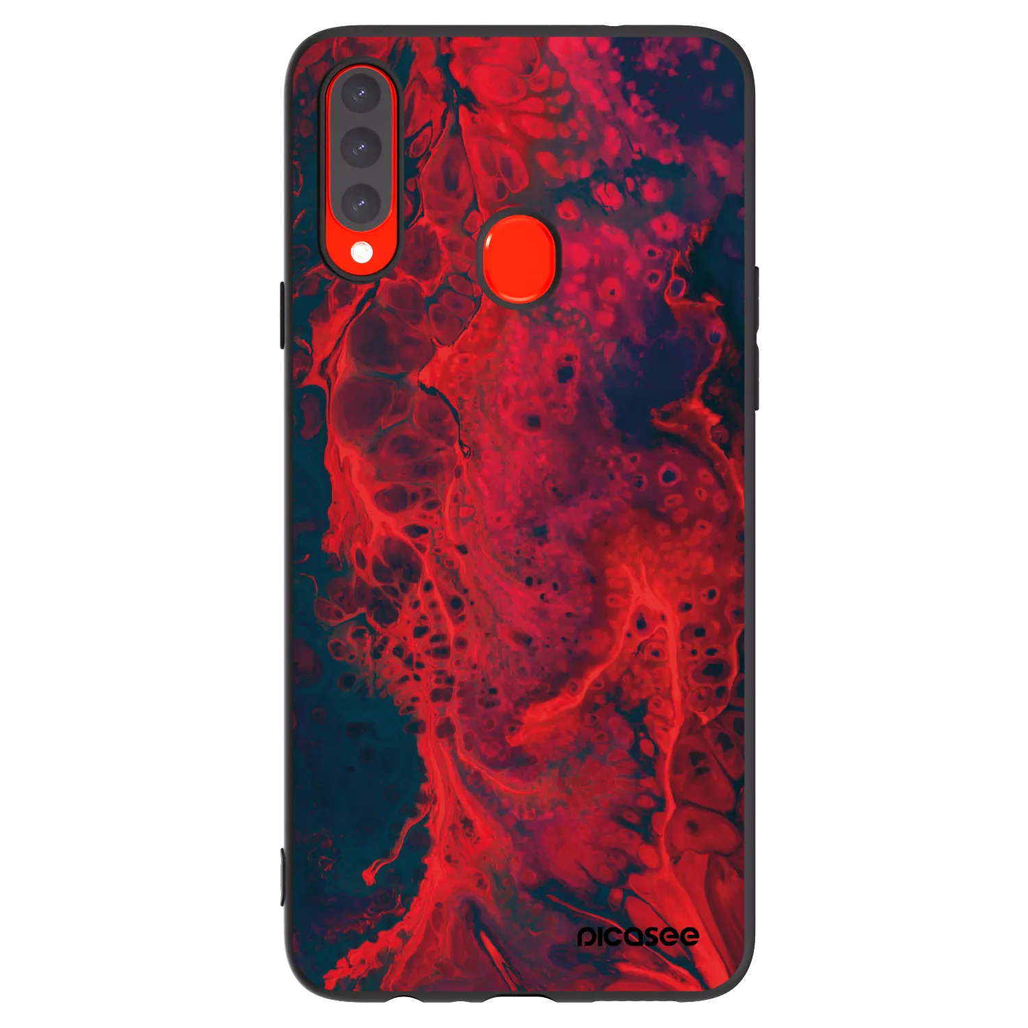 Picasee Samsung Galaxy A20s Hülle - Schwarzes Silikon - Organic red