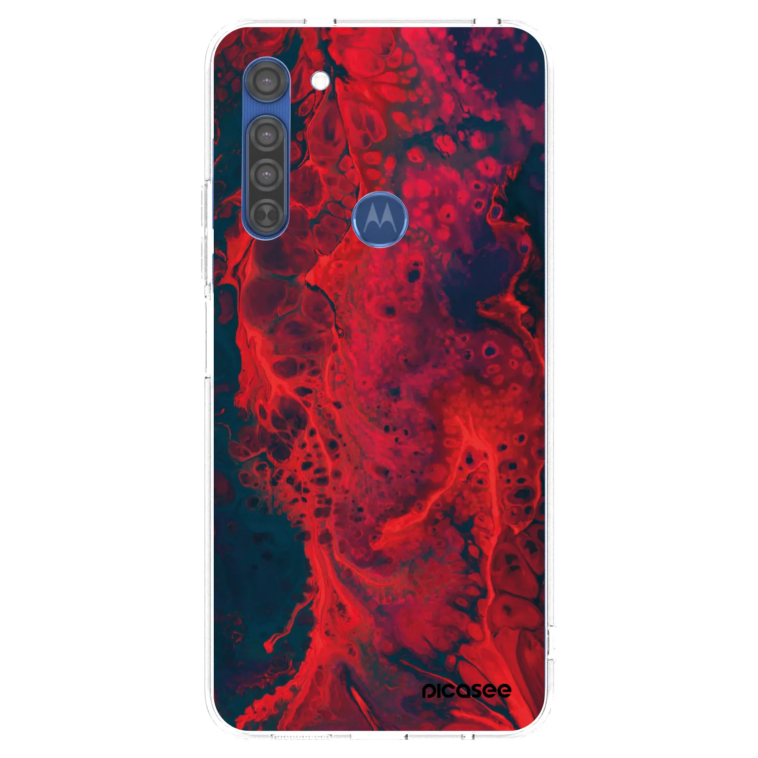 Picasee Motorola Moto G8 Hülle - Transparentes Silikon - Organic red