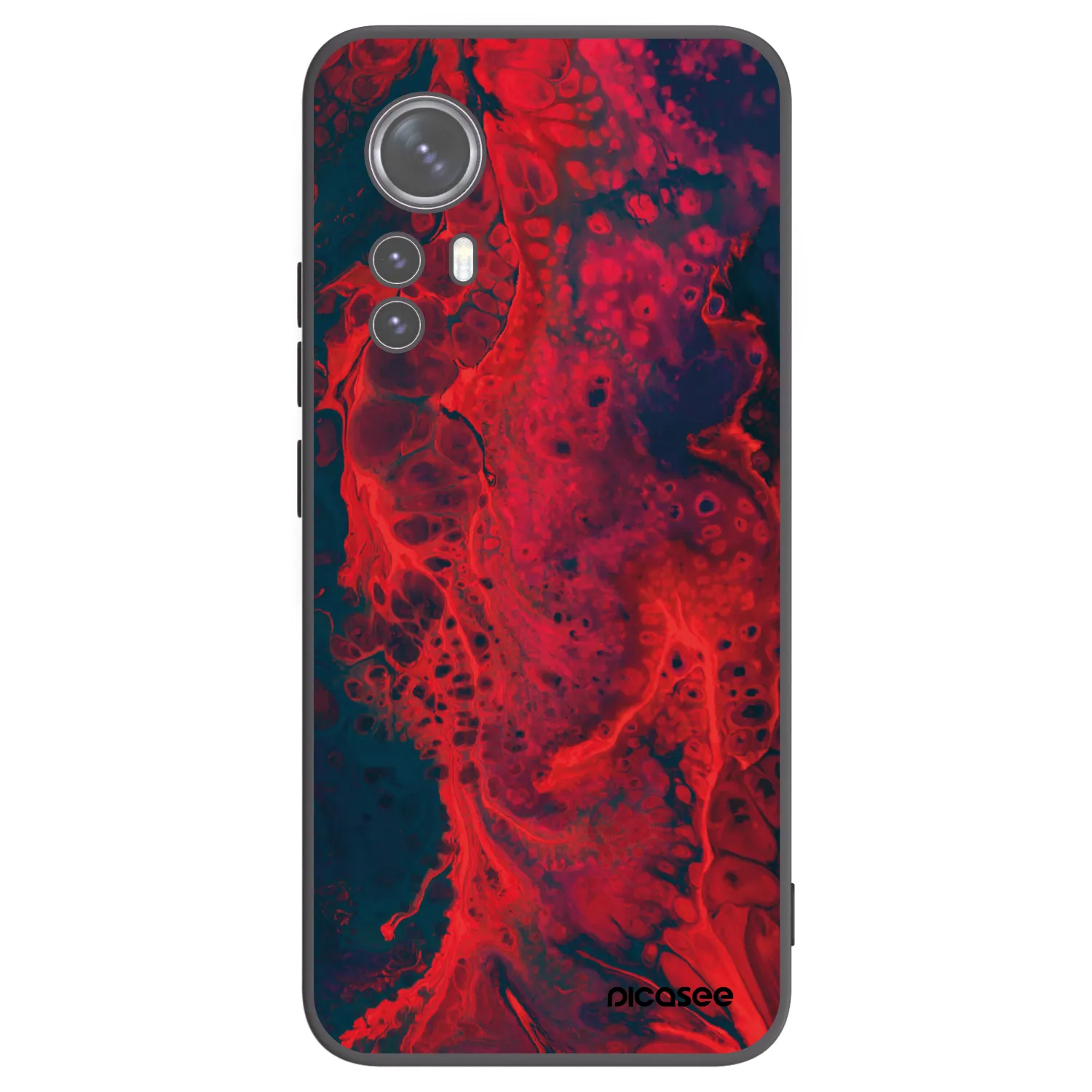 Picasee Xiaomi 12 Hülle - Schwarzes Silikon - Organic red