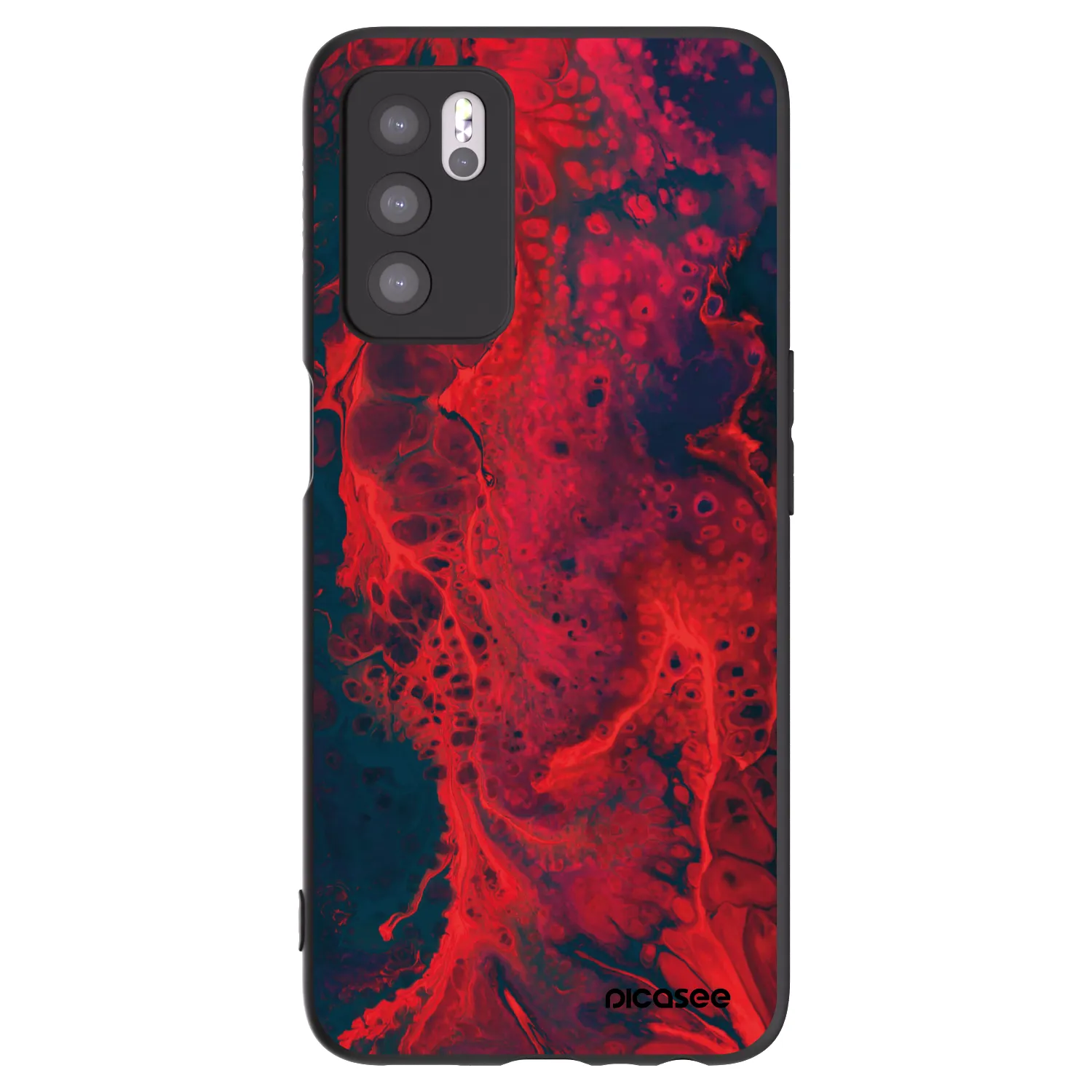 Picasee OPPO A16 Hülle - Schwarzes Silikon - Organic red